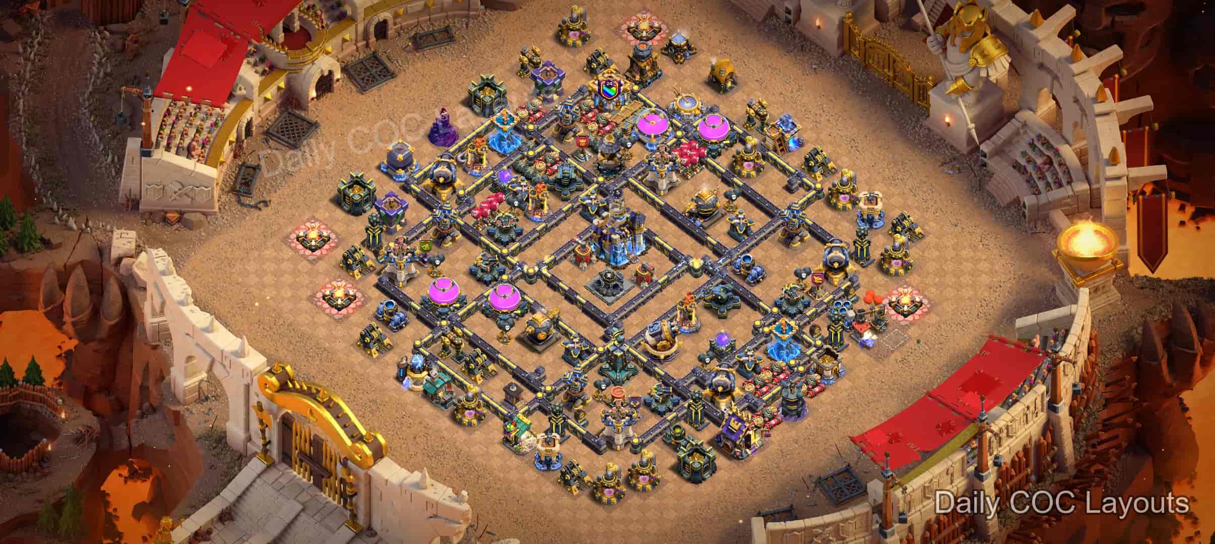 Layout Base Town Hall di Luar Terbaik Anti 3 Bintang untuk Clash of Clans - Desa Utama TH18 Tangkapan Layar Base