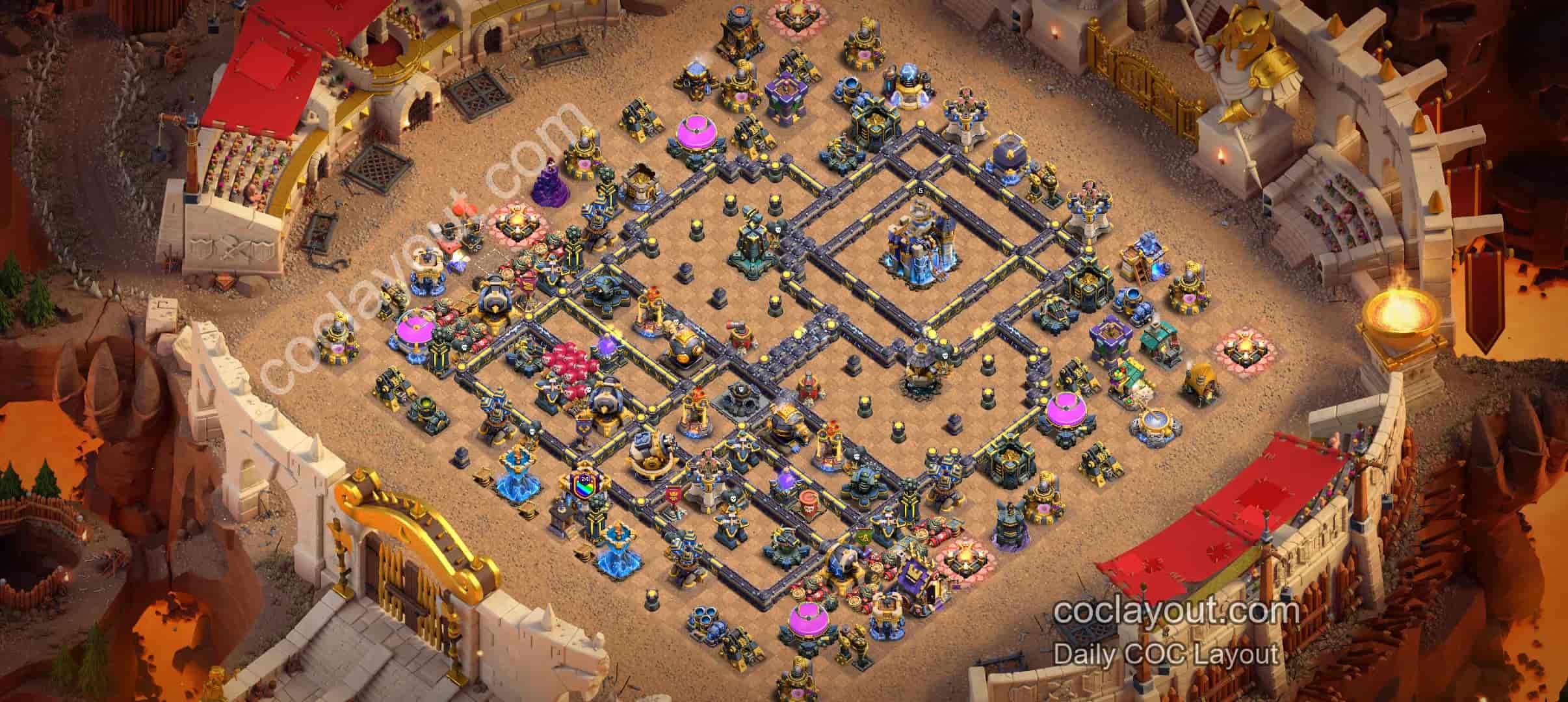 Layout Markas Clash of Clans Offset Balai Kota Anti 3 Bintang Terbaik - Desa Utama TH18 Tangkapan Layar Base