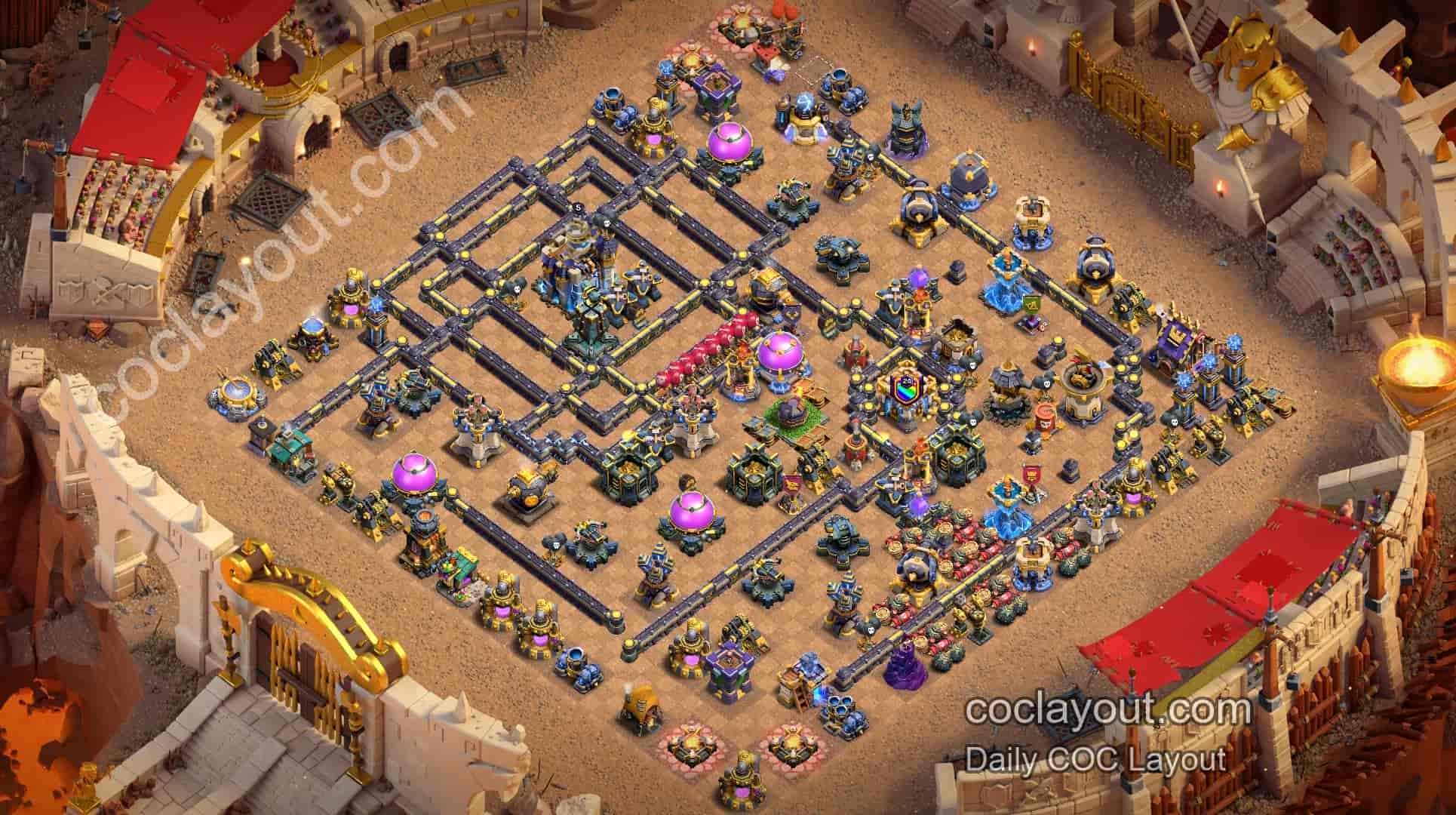 Beste TH18-baseoppsett for Clash of Clans 2026 - Home Village TH18 Basebilde