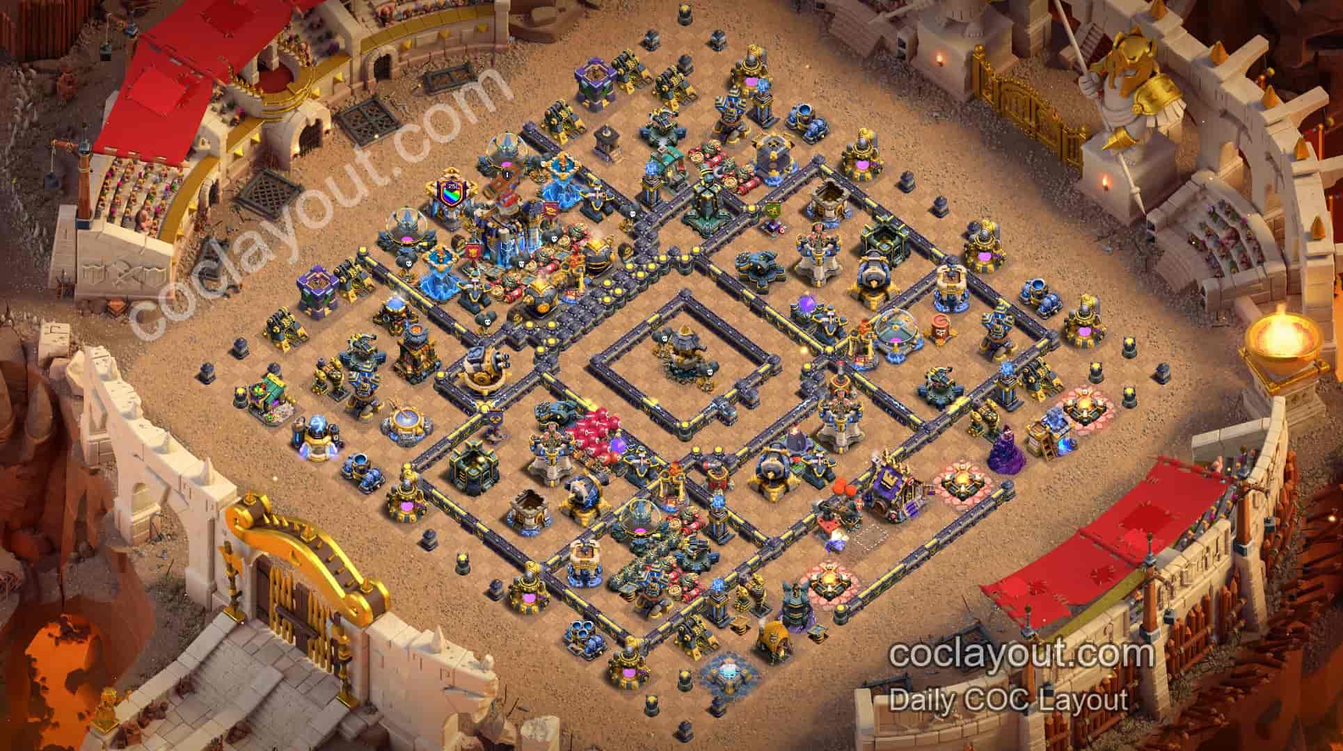 Best TH18 Double Rage Anti-3-Star Base Layouts for Clash of Clans - Home Village TH18 Base Image