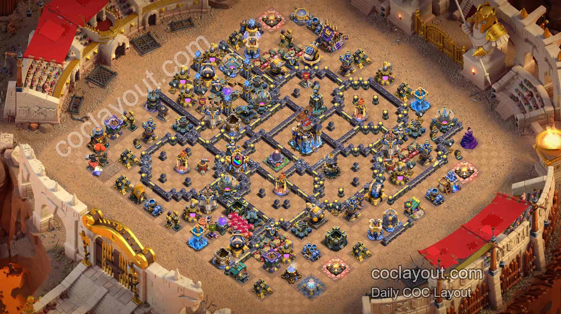 Best Anti-3-Star War Bases for Town Hall 18 in Clash of Clans - Home Village TH18 Base Image