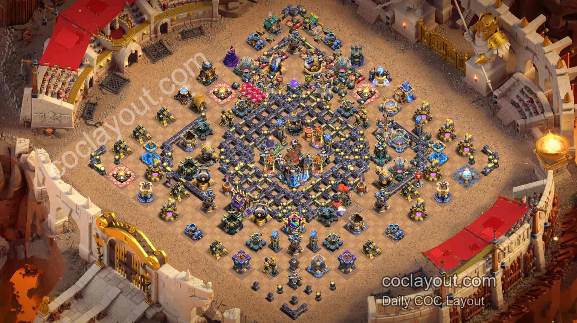 Best Anti-3-Star Base Layouts for Town Hall 18 in Clash of Clans - Home Village TH18 Base Image