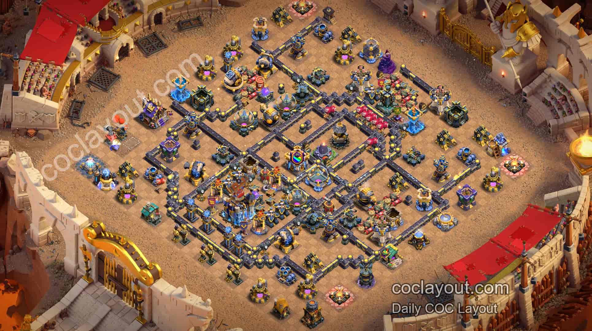 Best Anti-3-Star TH18 Double Rage Base Layout for Clash of Clans - Home Village TH18 Base Image