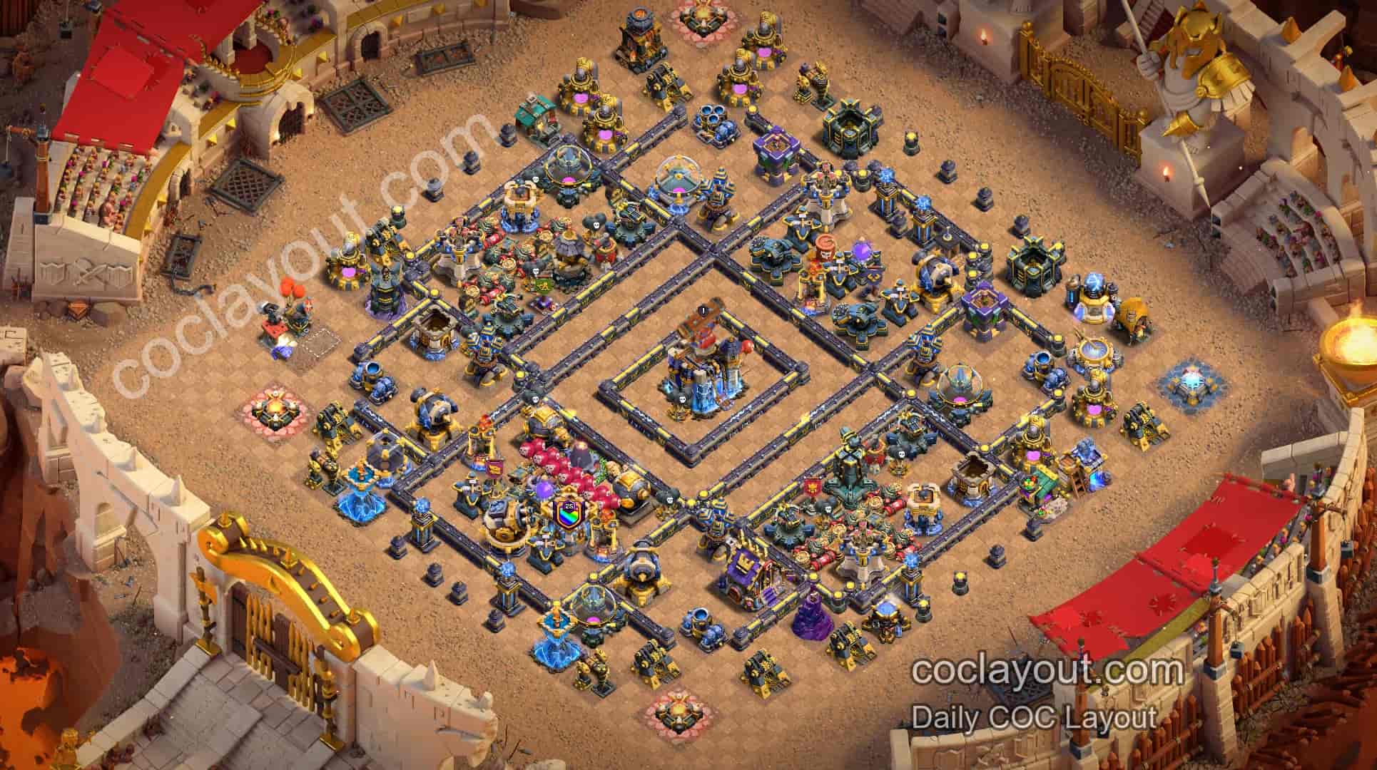 COC Clash of Clans TH18 Anti-3-Star Base with Double Rage - Home Village TH18 Base Image