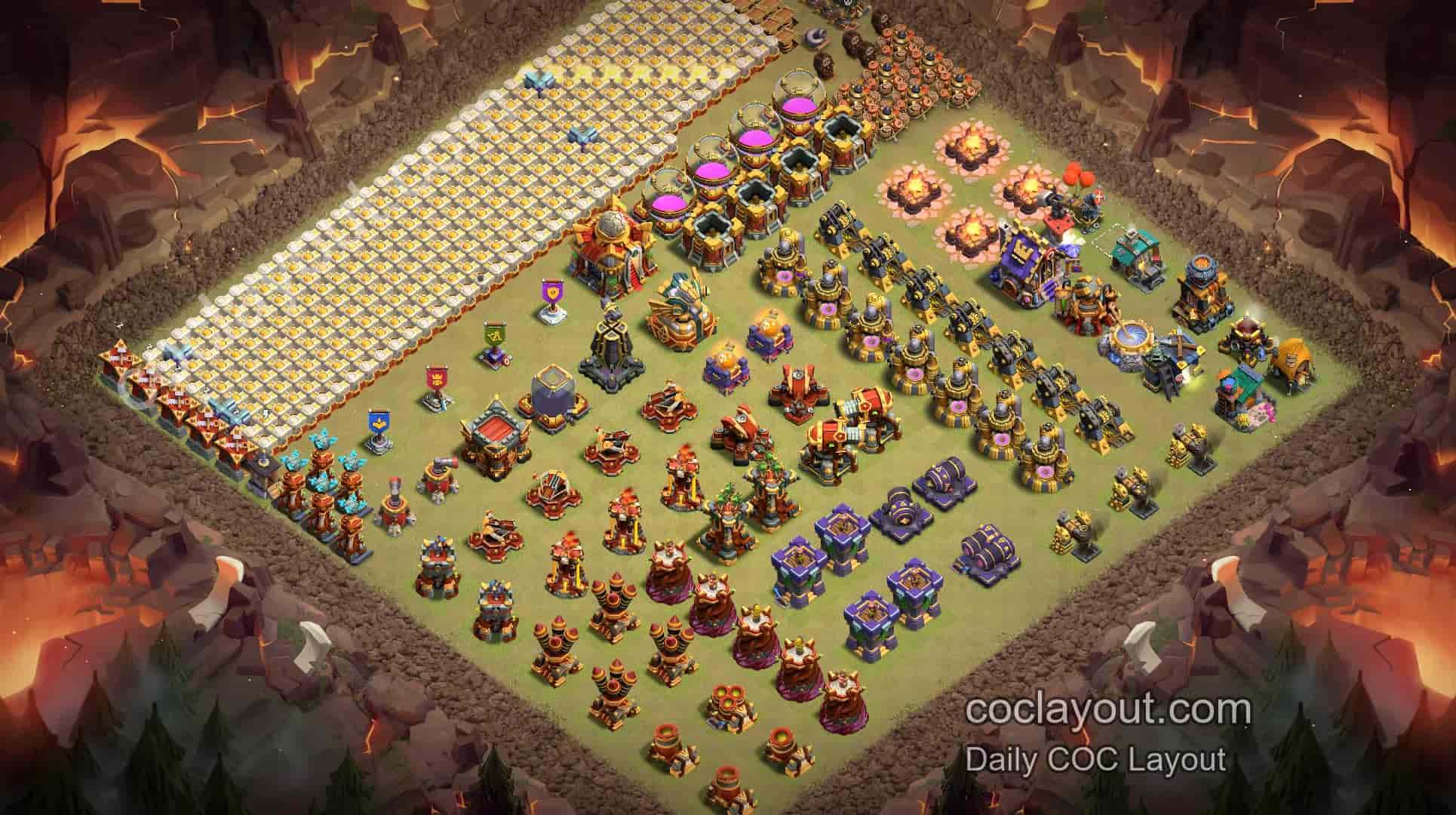 COC TH16升级阵展示｜主世界高效布局复制 - 主世界 16本 阵型图