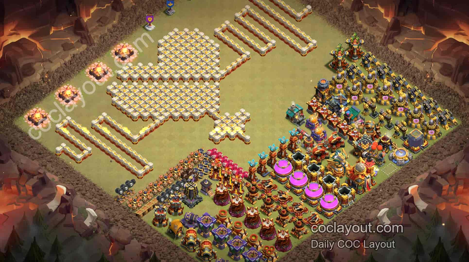 COC TH16 主世界藝術陣展示，創意造型更吸睛 - 主世界 16本 陣型圖