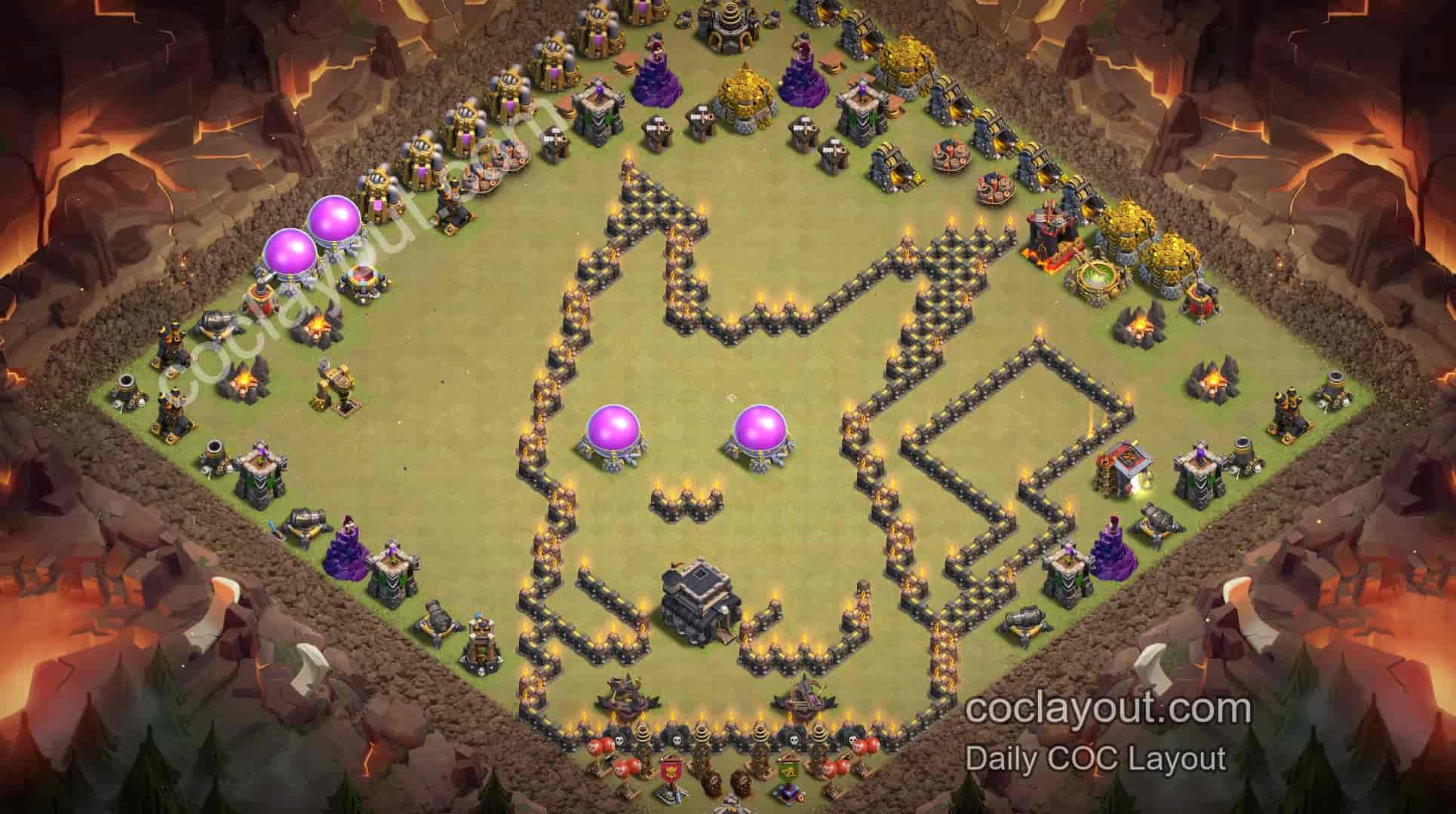 TH9 Home Village Art Base Layouts Showcase | Popular COC Creative Layouts & Links - Home Village TH9 Base Image
