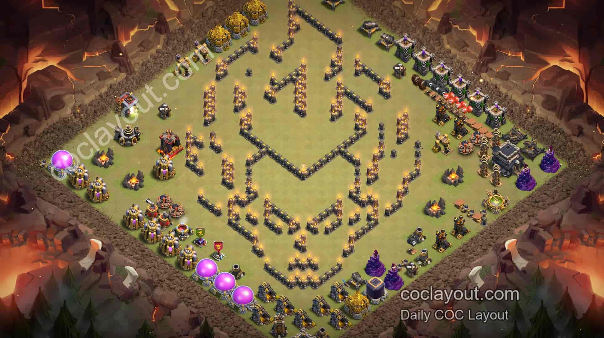 TH9 Home Village Artistic Base Layout | High-Aesthetic Clash of Clans Base Showcase - Home Village TH9 Base Image
