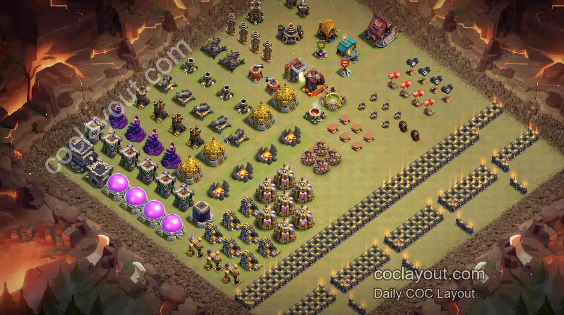 Featured TH9 Home Village Art Base Showcase | COC Creative Layout Recommendations - Home Village TH9 Base Image