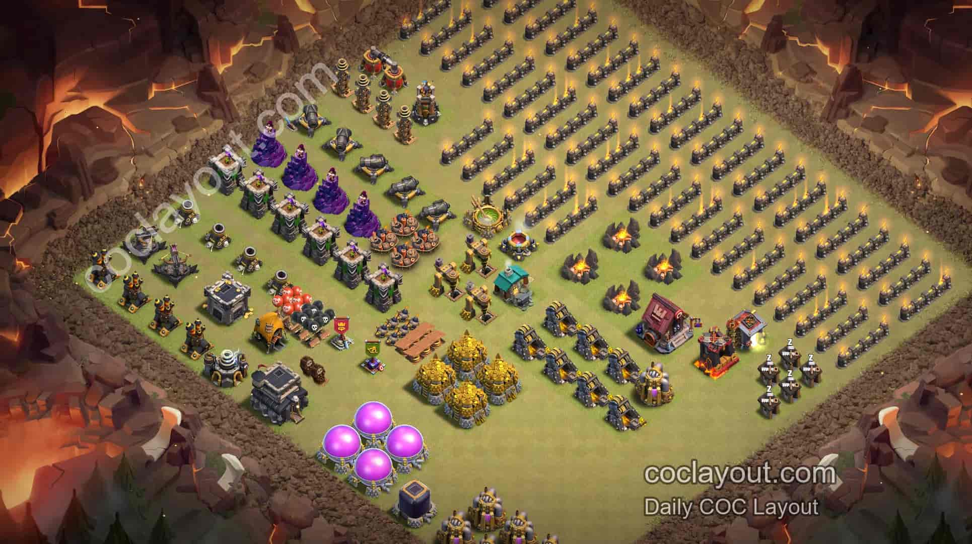 TH9 Home Village Upgrade Base Layout Showcase | Practical COC Layout Reference - Home Village TH9 Base Image