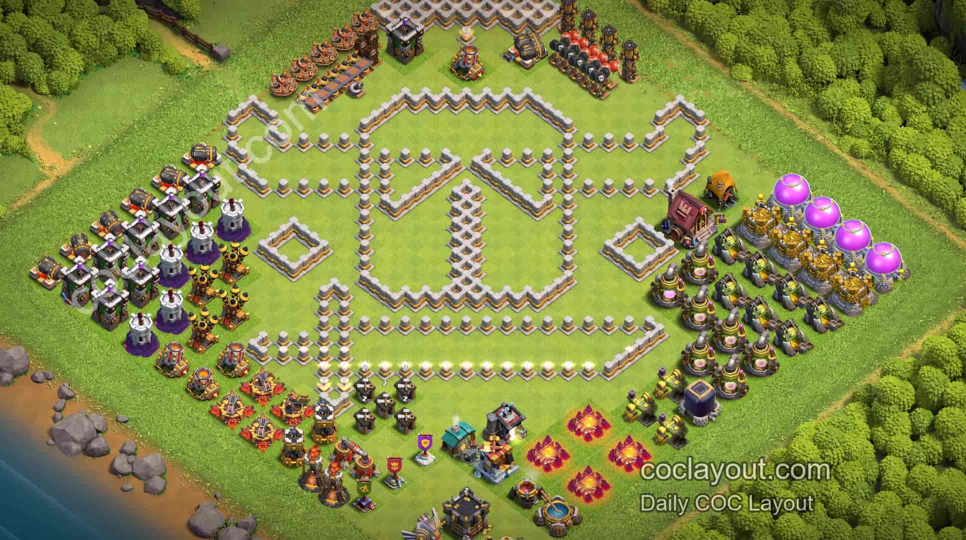 TH11 Clan War Cartoon PEKKA Base Showcase | Strong Defensive COC War Base - Home Village TH11 Base Image