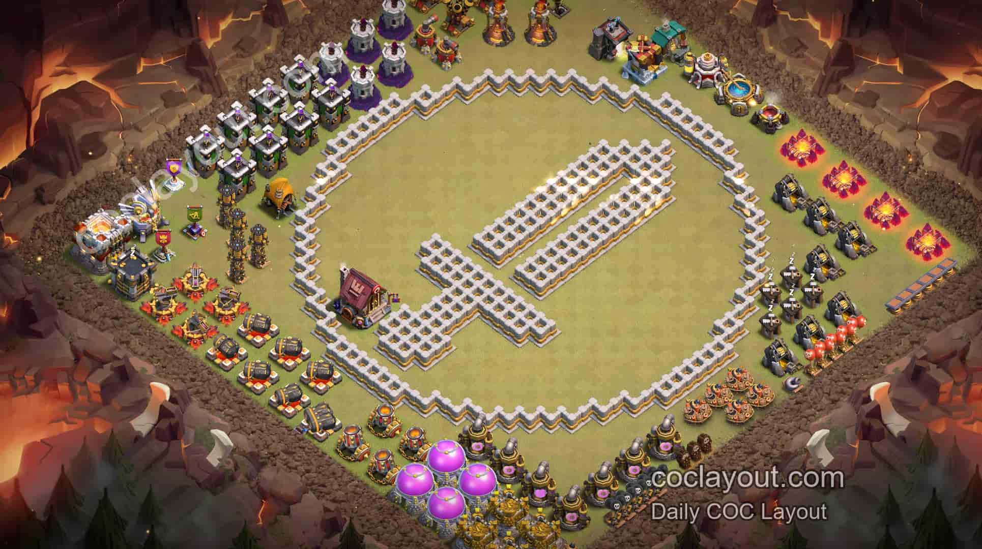 TH11 Home Village Art Base Layout | Featured COC Creative Layout Showcase & One-Click Copy - Home Village TH11 Base Image
