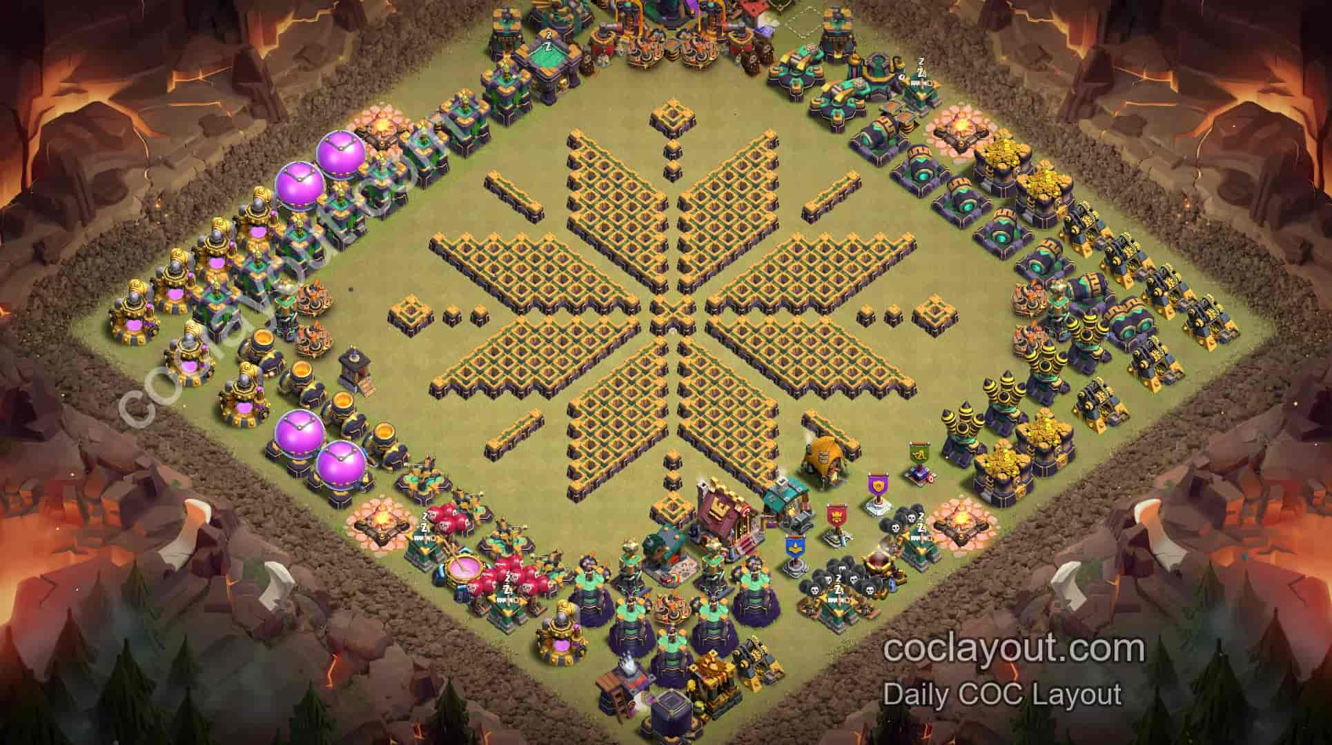 TH14 Home Village Snowflake Art Base Showcase | Beautiful COC Art Layout - Home Village TH14 Base Image