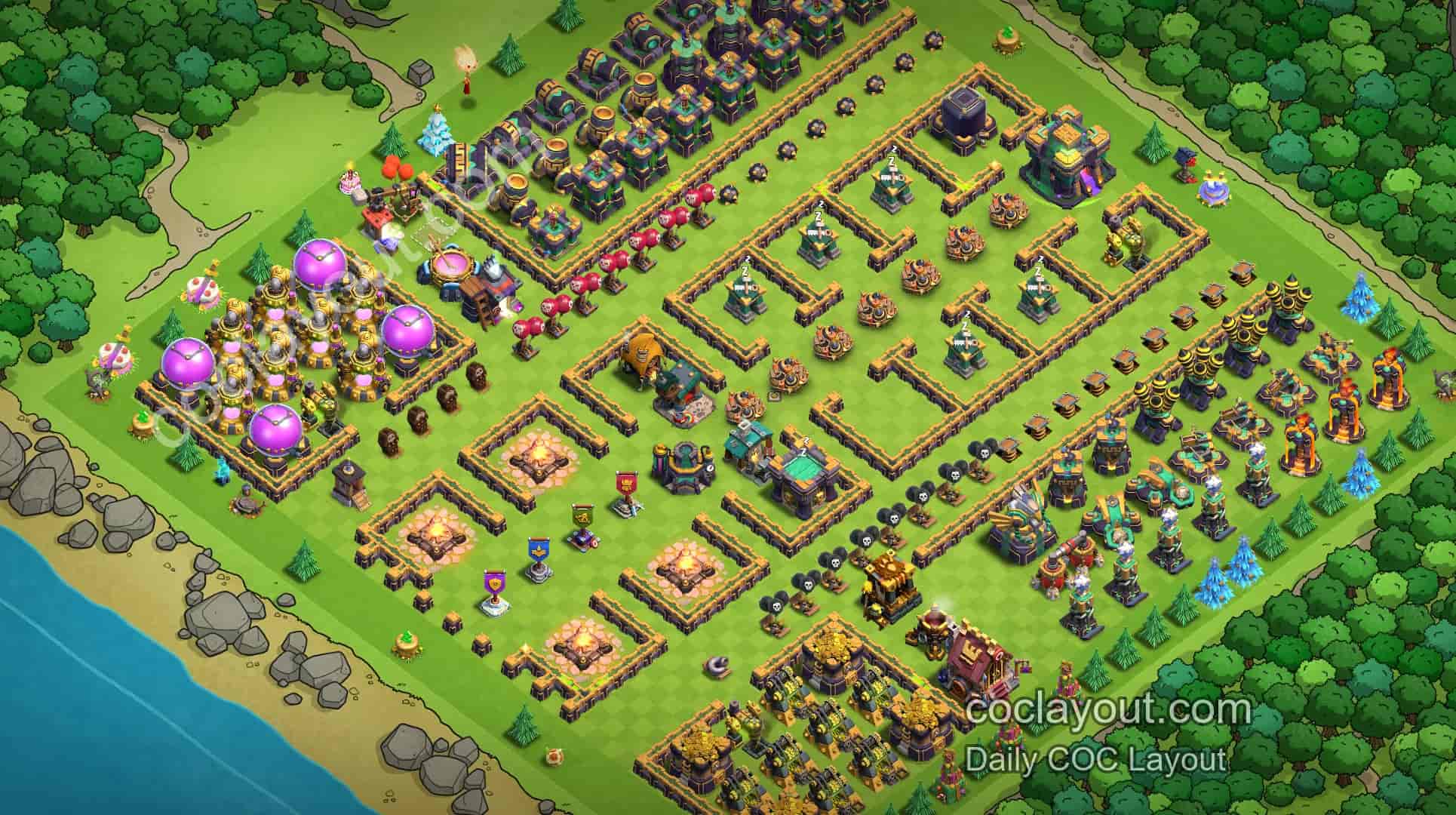 Featured TH14 Home Village Art Base Layout Showcase | COC Creative Layouts & Clash of Clans Base Layouts - Home Village TH14 Base Image