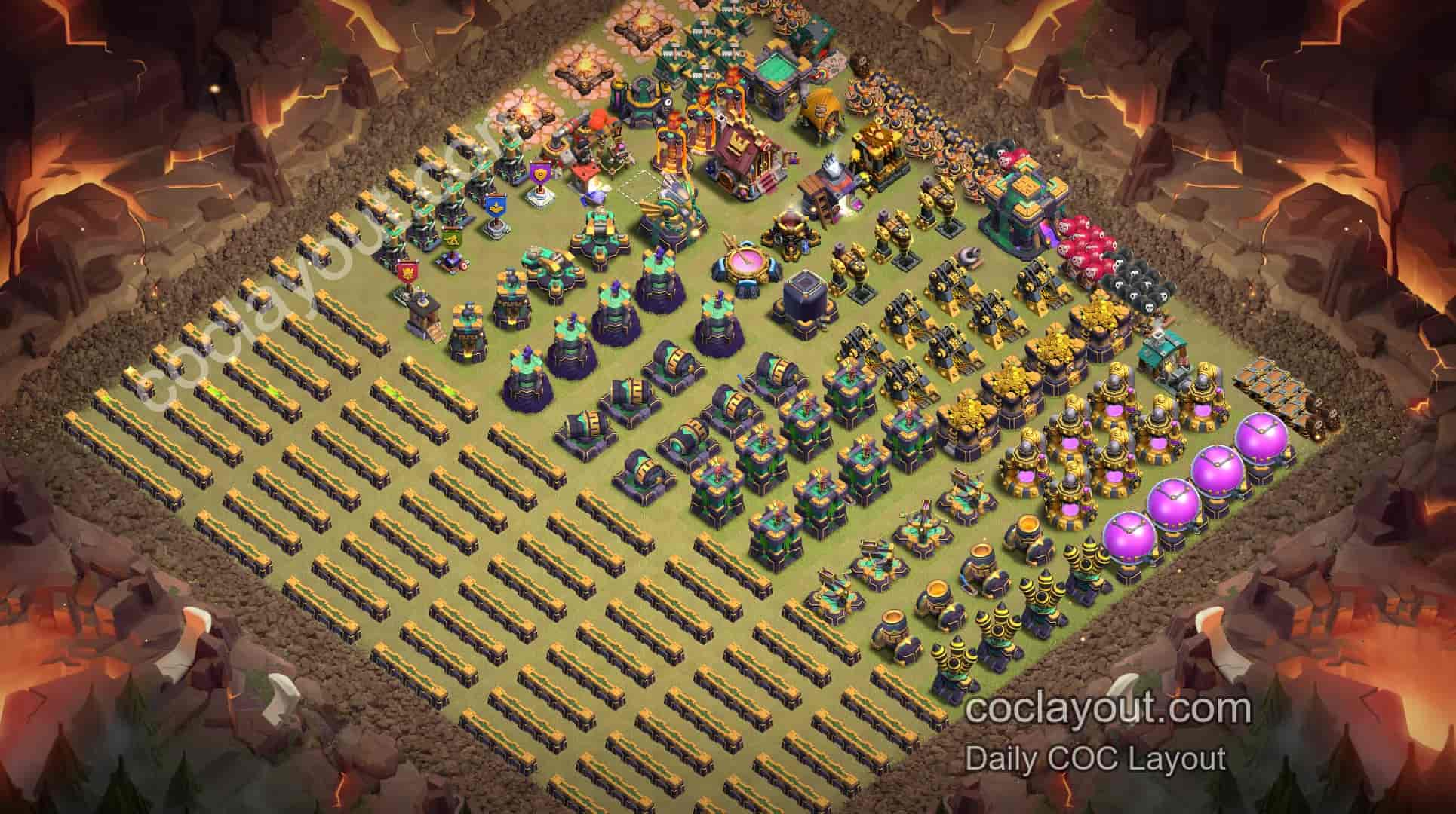 TH14 Home Village Upgrade Base Layout Showcase | Practical Defensive Layouts & COC Base Link - Home Village TH14 Base Image