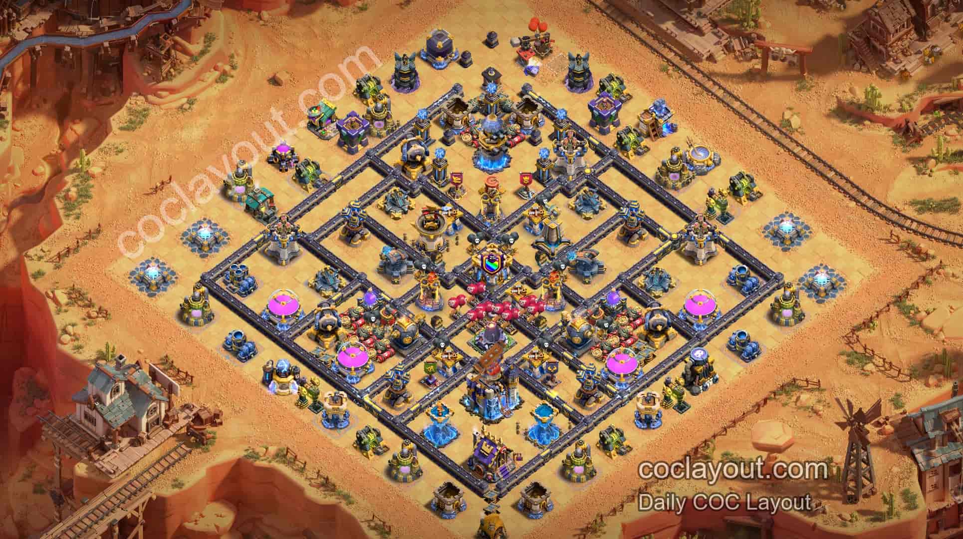 Clan War | TH18 Double Rage Tower Offset Base! Logger Defends Strongly with a Hard-to-Plan War Layout - Home Village TH18 Base Image
