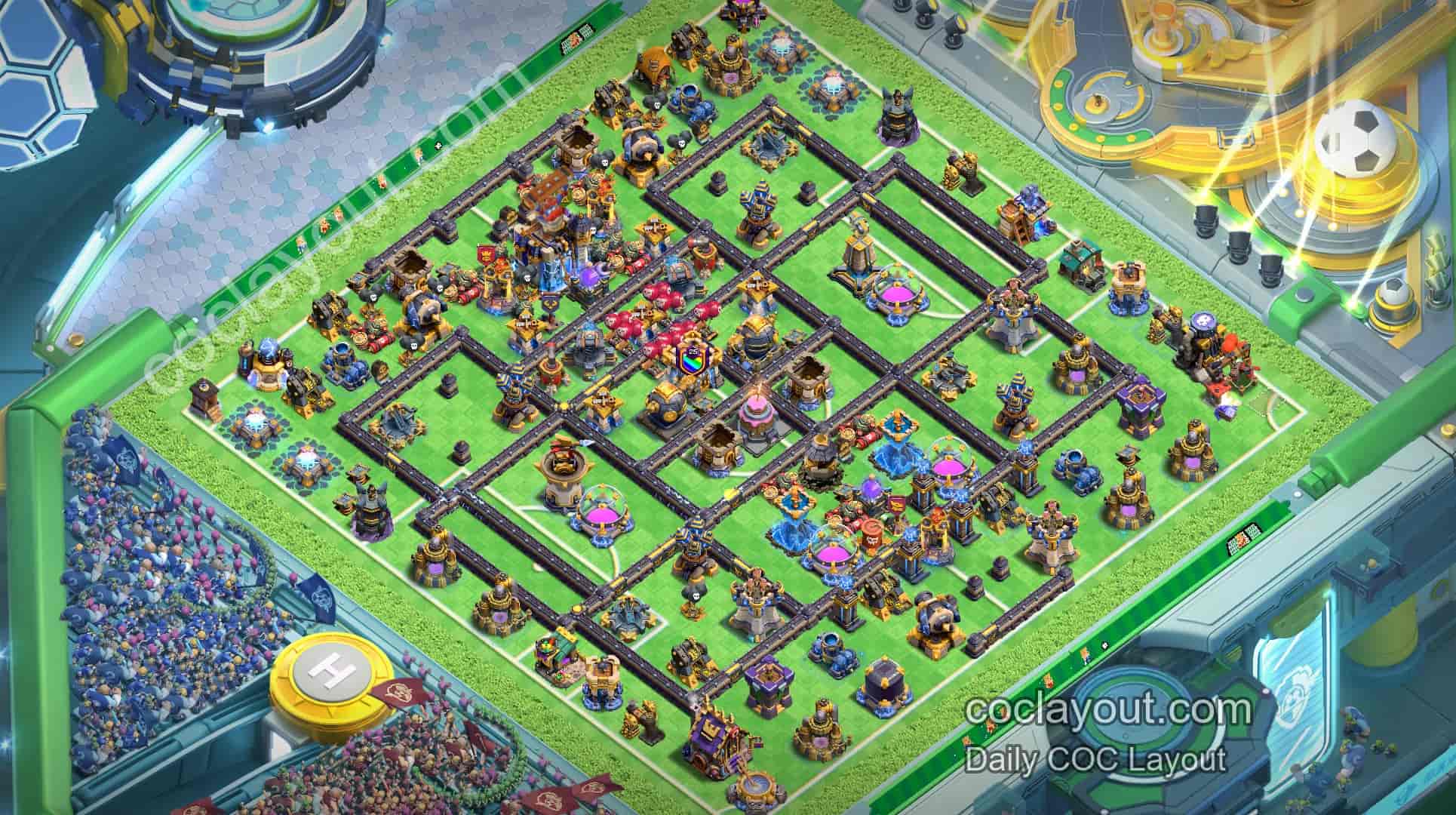 Top TH18 Clan War Base Layout｜Offset Town Hall with Double Rage Spell Towers, Logger Defends Strongly - Home Village TH18 Base Image