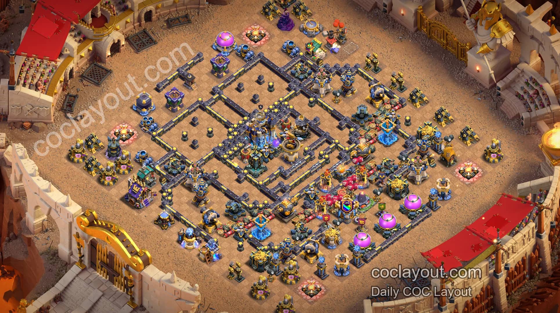 Beste TH18 anti-3-stjerners baseoppsett for Legend League i Clash of Clans - Home Village TH18 Basebilde