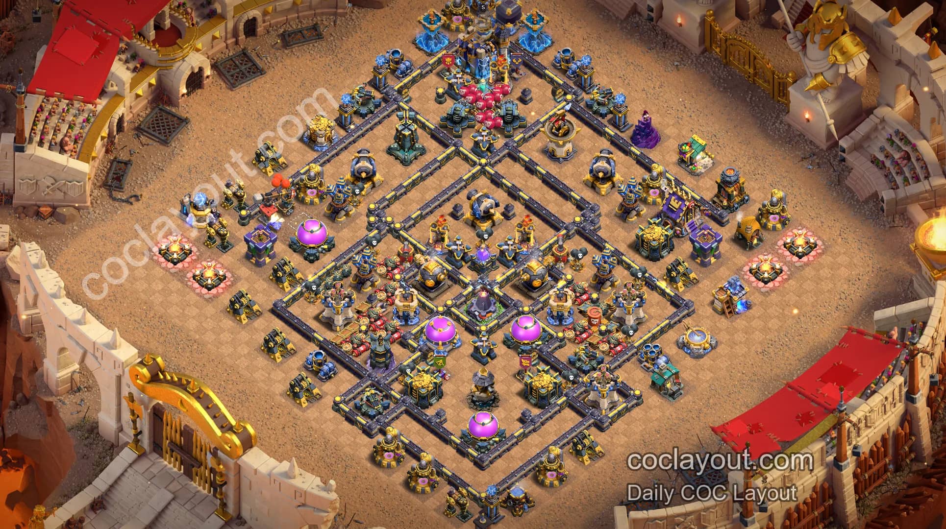 Beste anti-3-stjerners klankrigsbaser for Clash of Clans - Home Village TH18 Basebilde