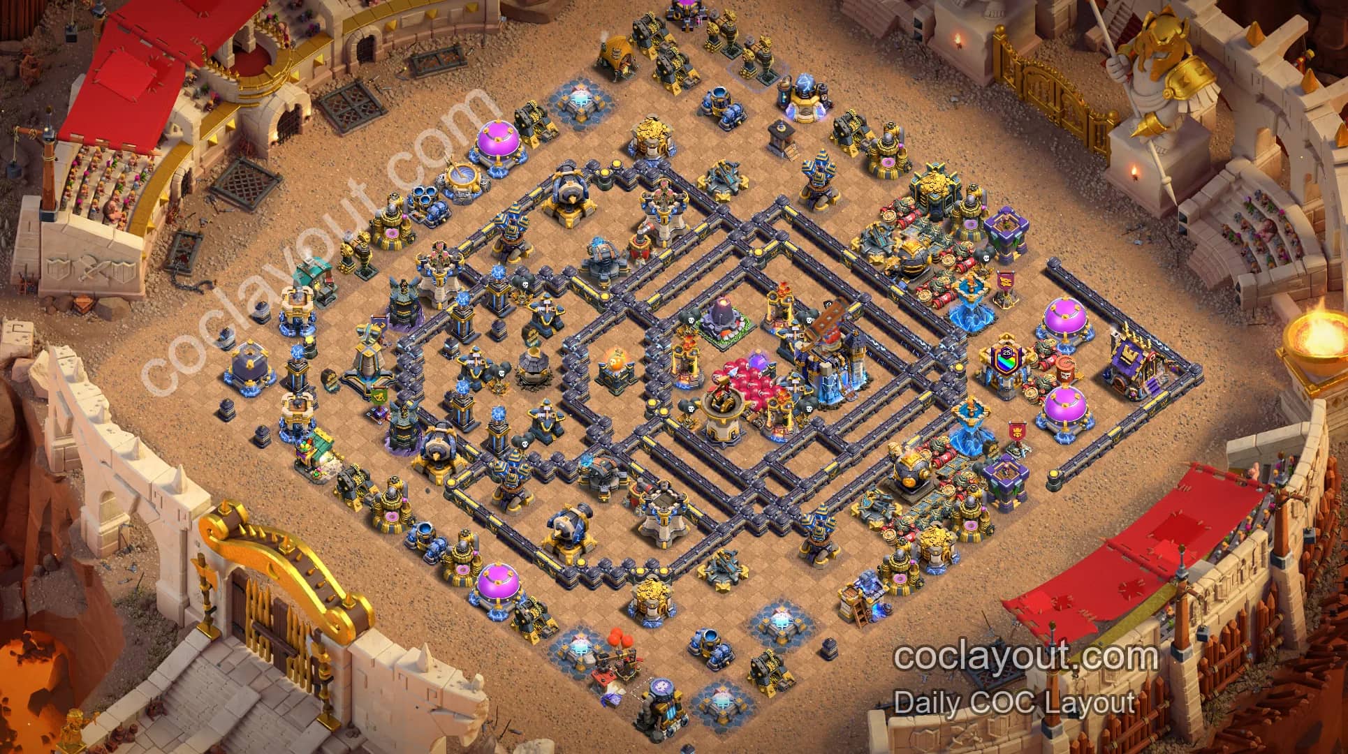 TH18 Clan War High-Pressure Core Base: Rage and Poison Protect the Town Hall - Home Village TH18 Base Image