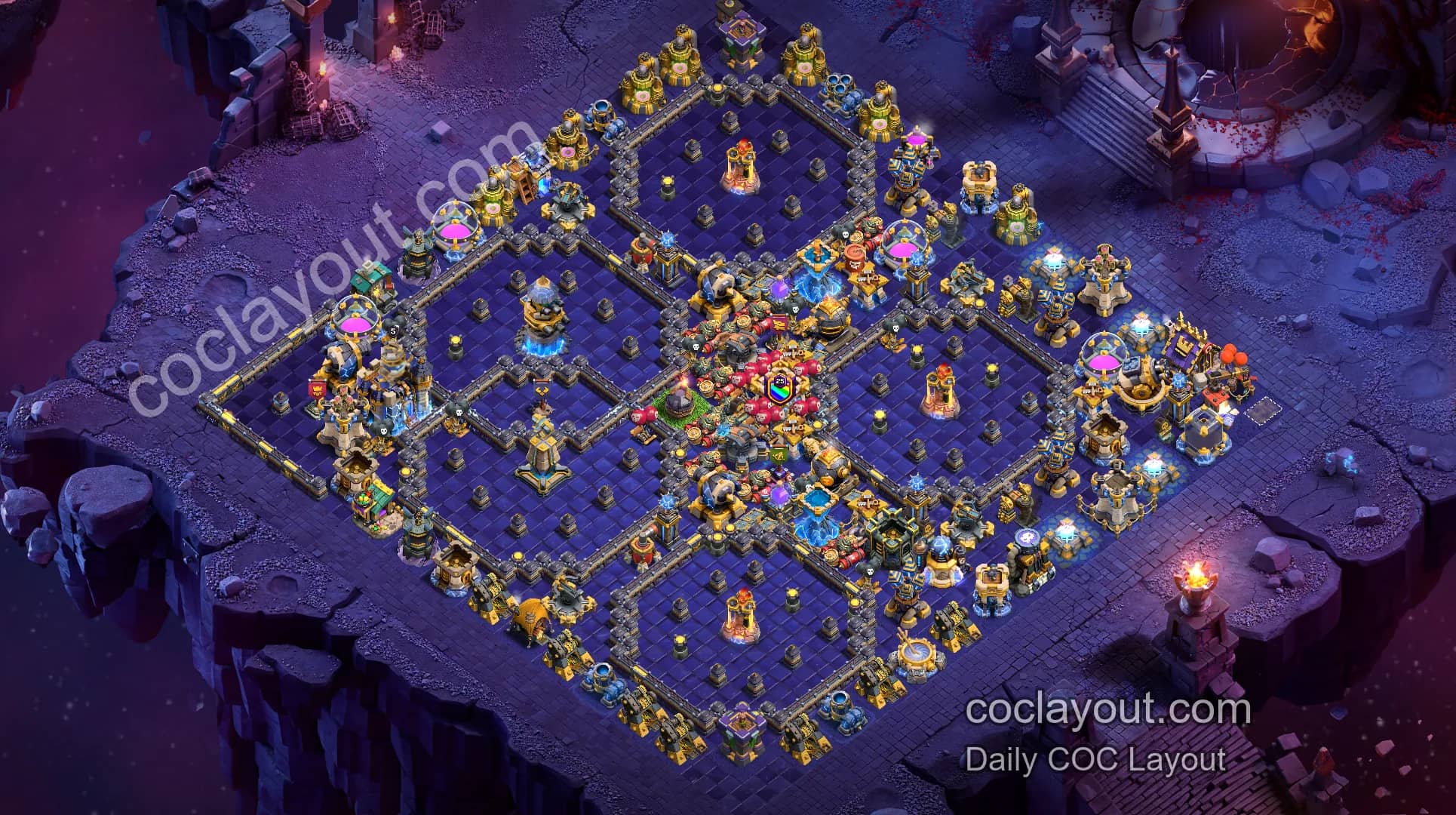 Best Anti-3-Star TH18 Clan War Base Layouts for Clash of Clans - Home Village TH18 Base Image