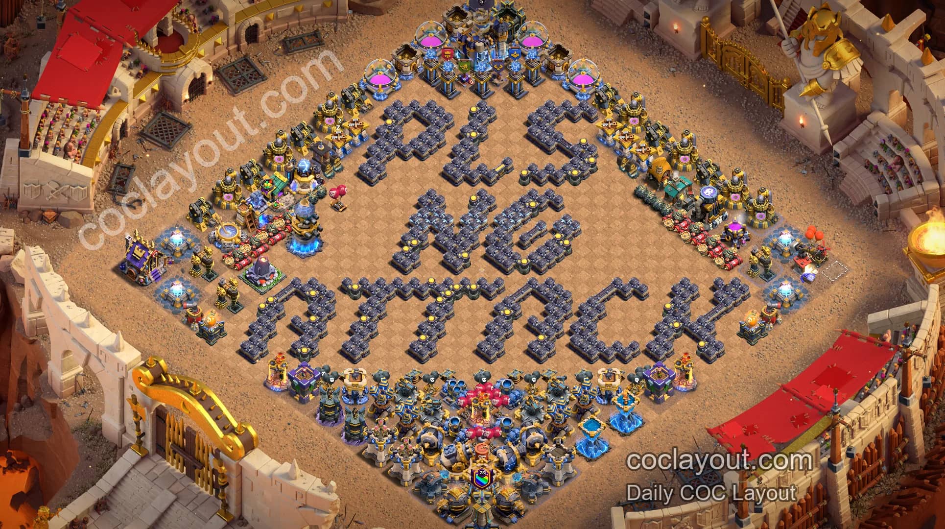 COC TH18 Home Village Art Base Showcase, Eye-Catching Creative Layout - Home Village TH18 Base Image