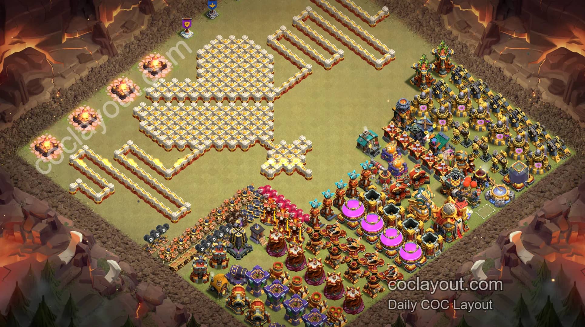 COC TH16 主世界藝術陣展示，創意造型更吸睛 - 主世界 16本 陣型圖