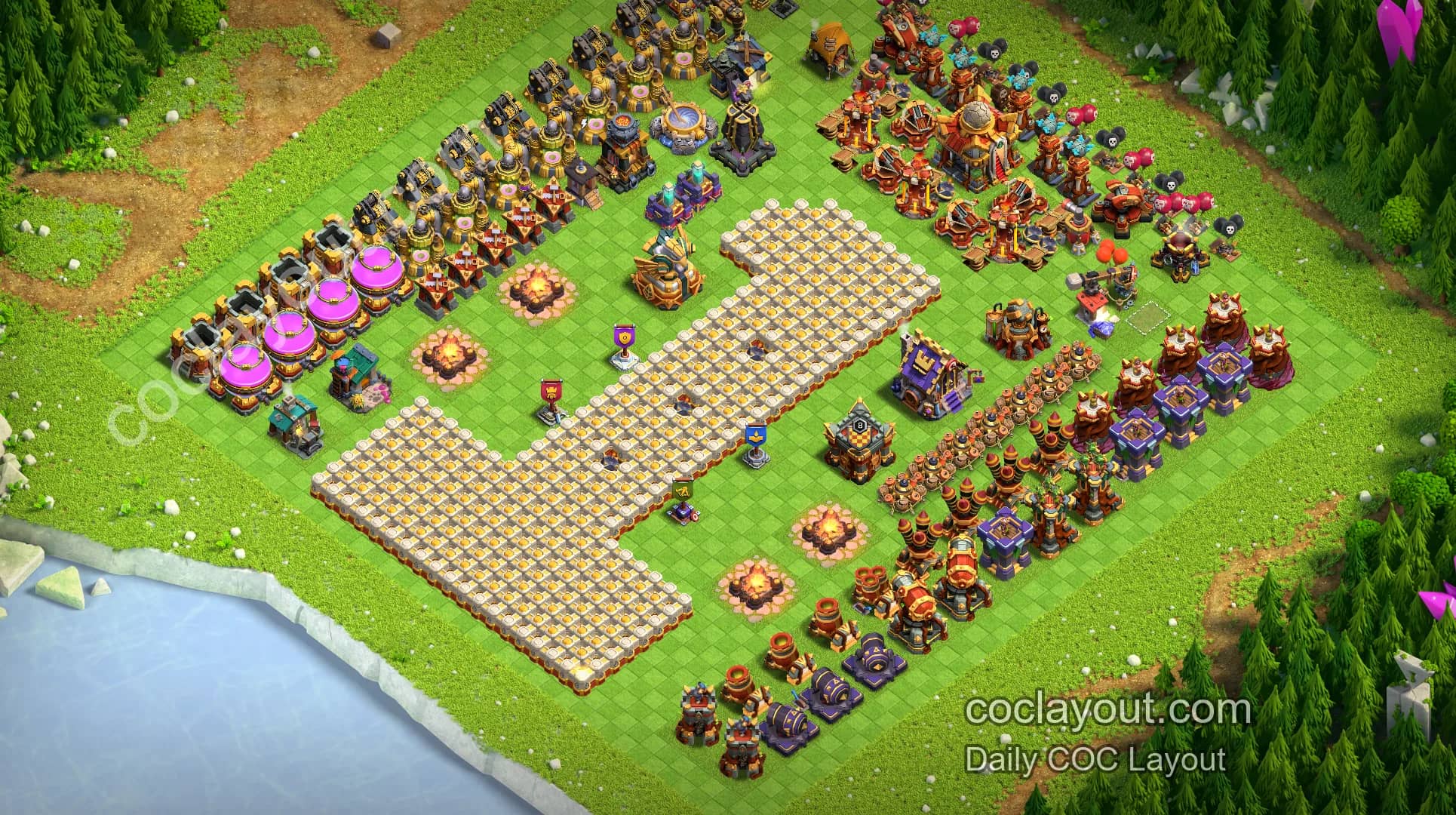 COC TH16 主世界藝術陣展示，創意布局更吸睛 - 主世界 16本 陣型圖