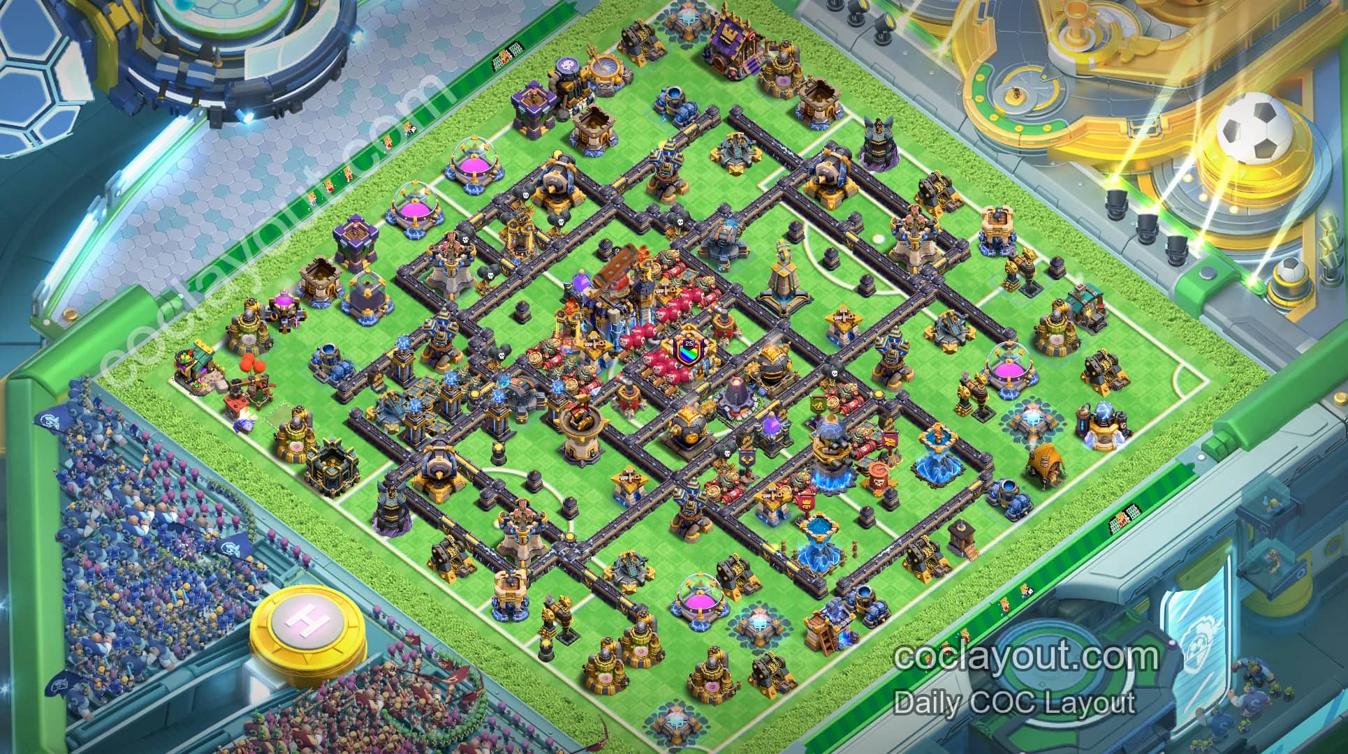 COC TH18 Double Rage Tower Town Hall Protection Base: High-Pressure Defense for War & Legend League - Home Village TH18 Base Image
