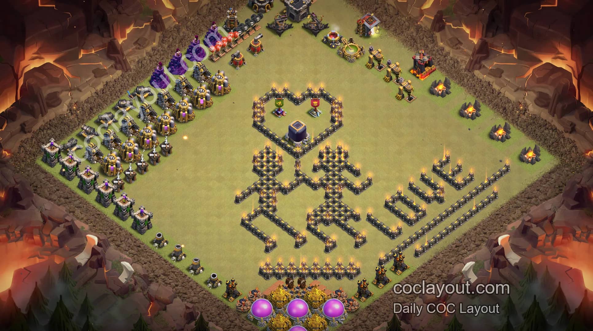 COC TH9 Home Village Art Base Showcase | Creative, Eye-Catching Clash of Clans Layout - Home Village TH9 Base Image