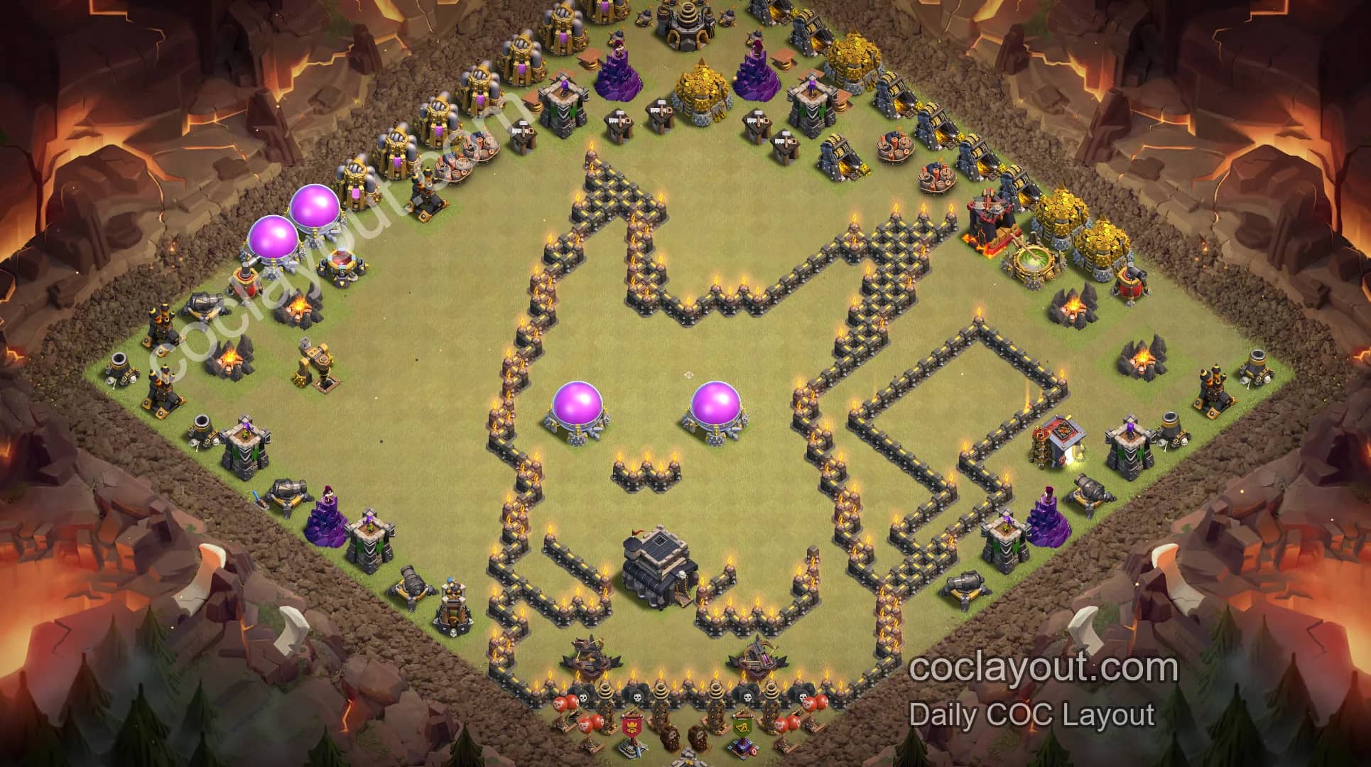 TH9 Home Village Art Base Layouts Showcase | Popular COC Creative Layouts & Links - Home Village TH9 Base Image