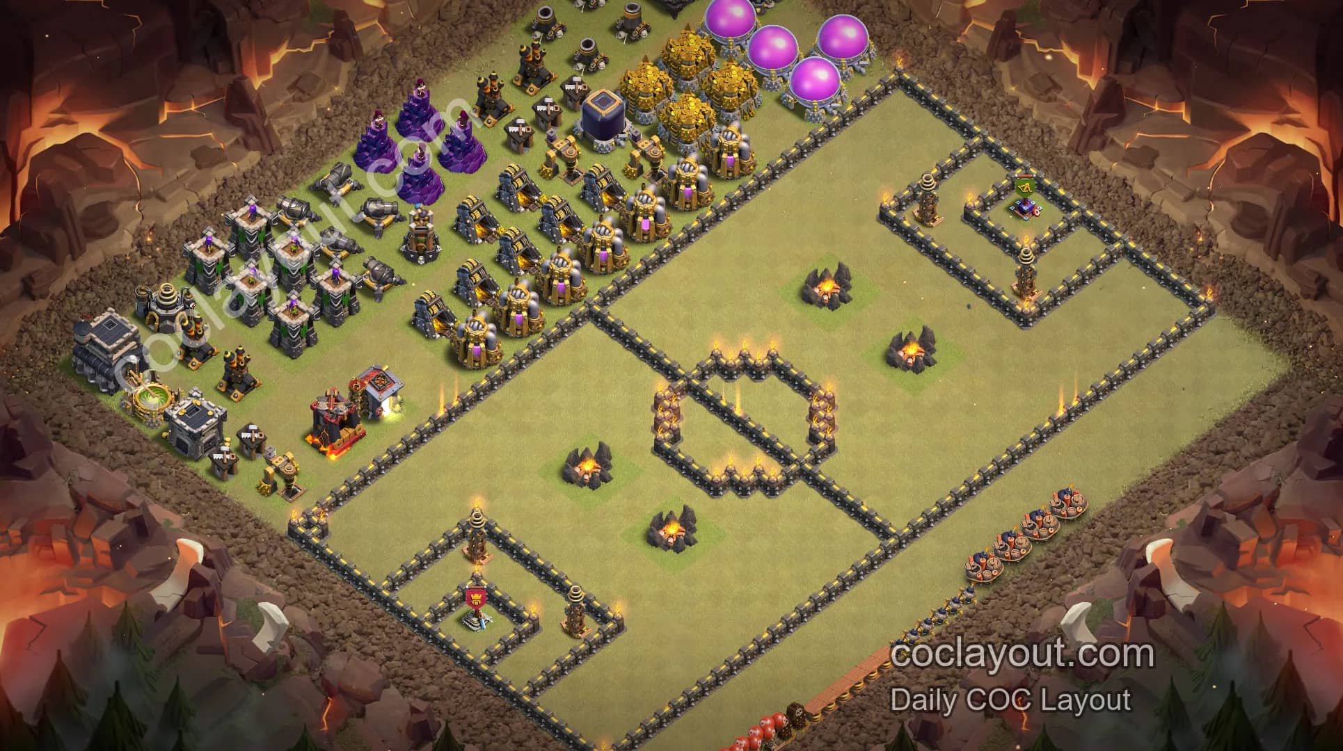 COC TH9 Home Village Art Base Showcase | Visually Appealing Creative Layout Inspiration - Home Village TH9 Base Image