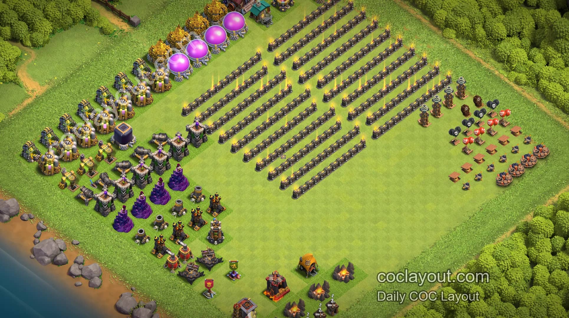 Best COC TH9 Upgrade Layouts | Practical Home Village Base Layouts - Home Village TH9 Base Image