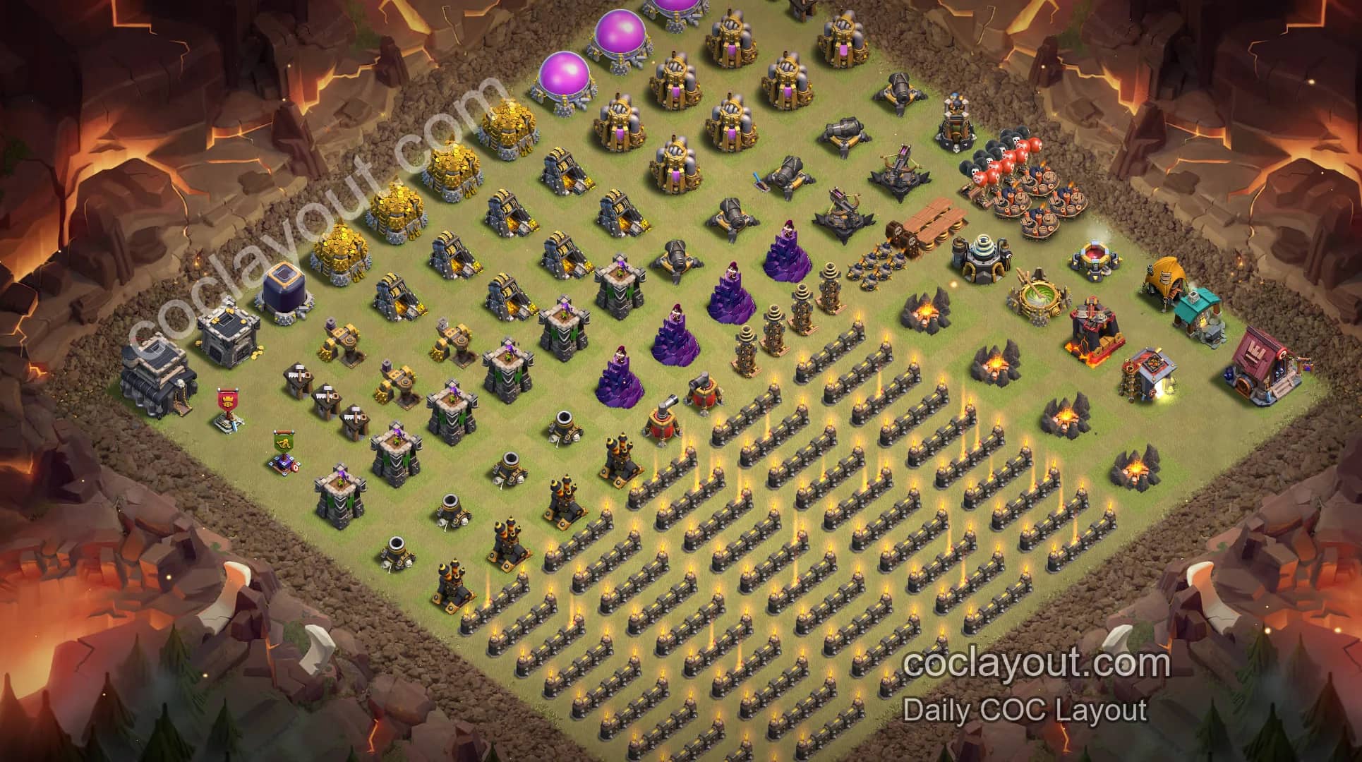 Best TH9 Home Village Upgrade Base Layouts | Practical COC Base Designs and Reference - Home Village TH9 Base Image