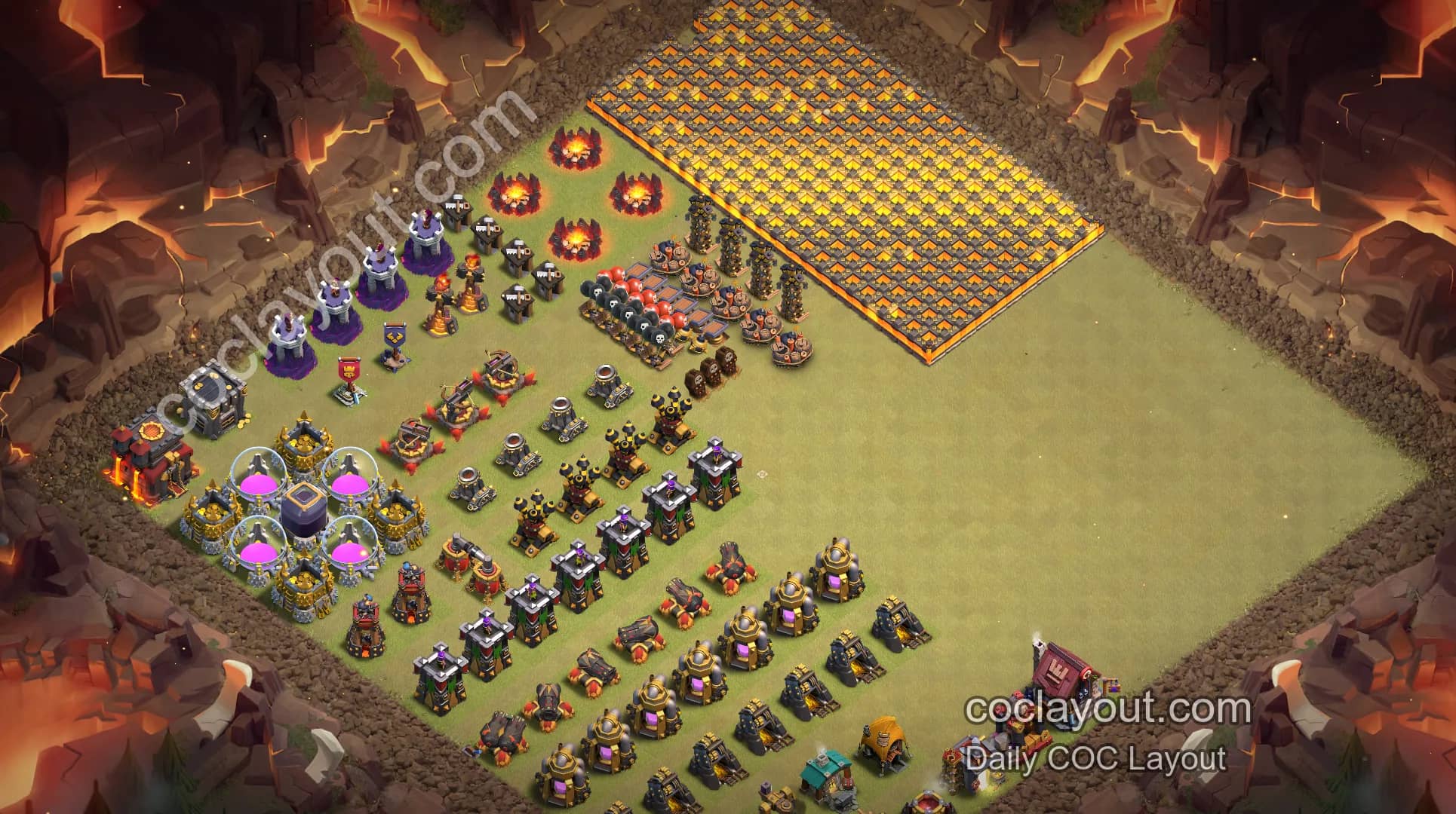 TH10 Home Village Upgrade Base Layout Showcase | Practical COC Base Links - Home Village TH10 Base Image
