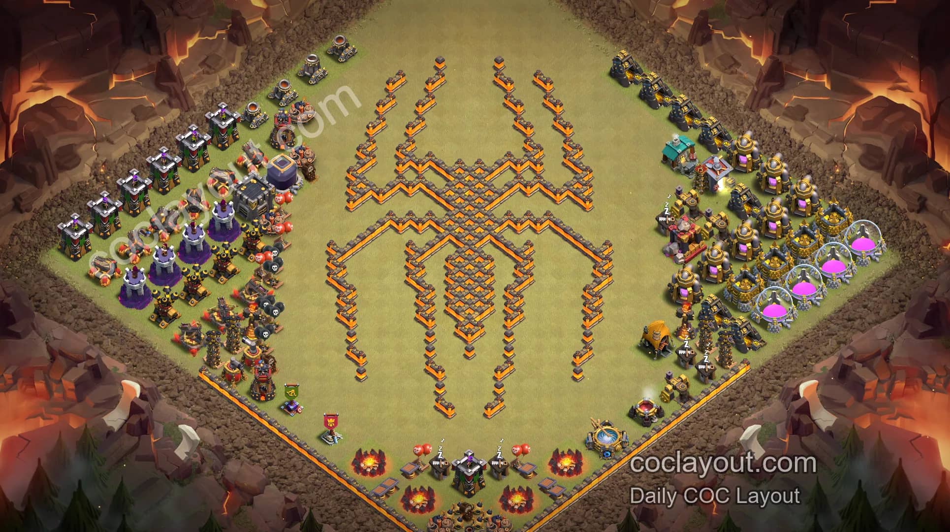 TH10 Home Village Art Base Showcase | Creative, High-Aesthetic COC Layouts - Home Village TH10 Base Image