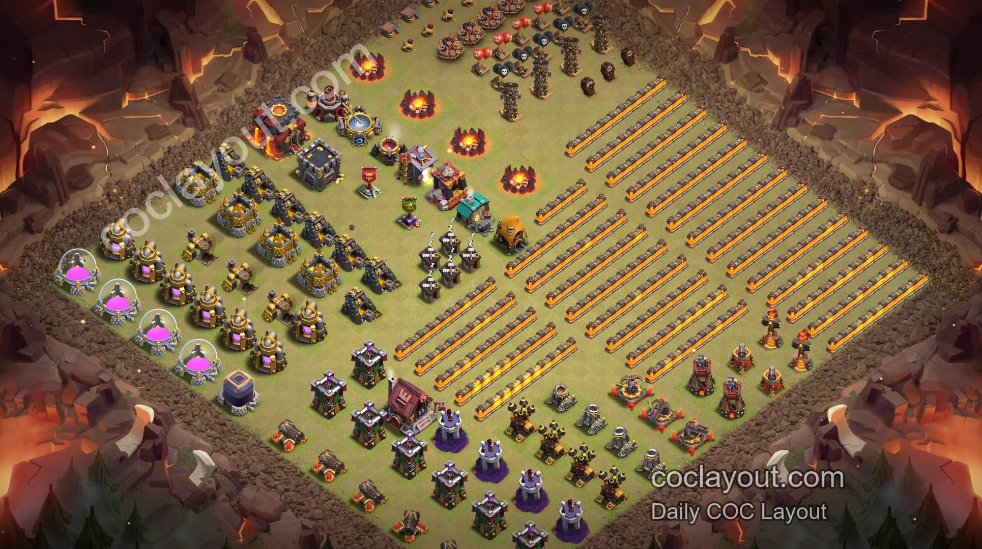 COC TH10 Upgrade Base Layout Showcase | Practical Home Village Layouts and Layout Links - Home Village TH10 Base Image