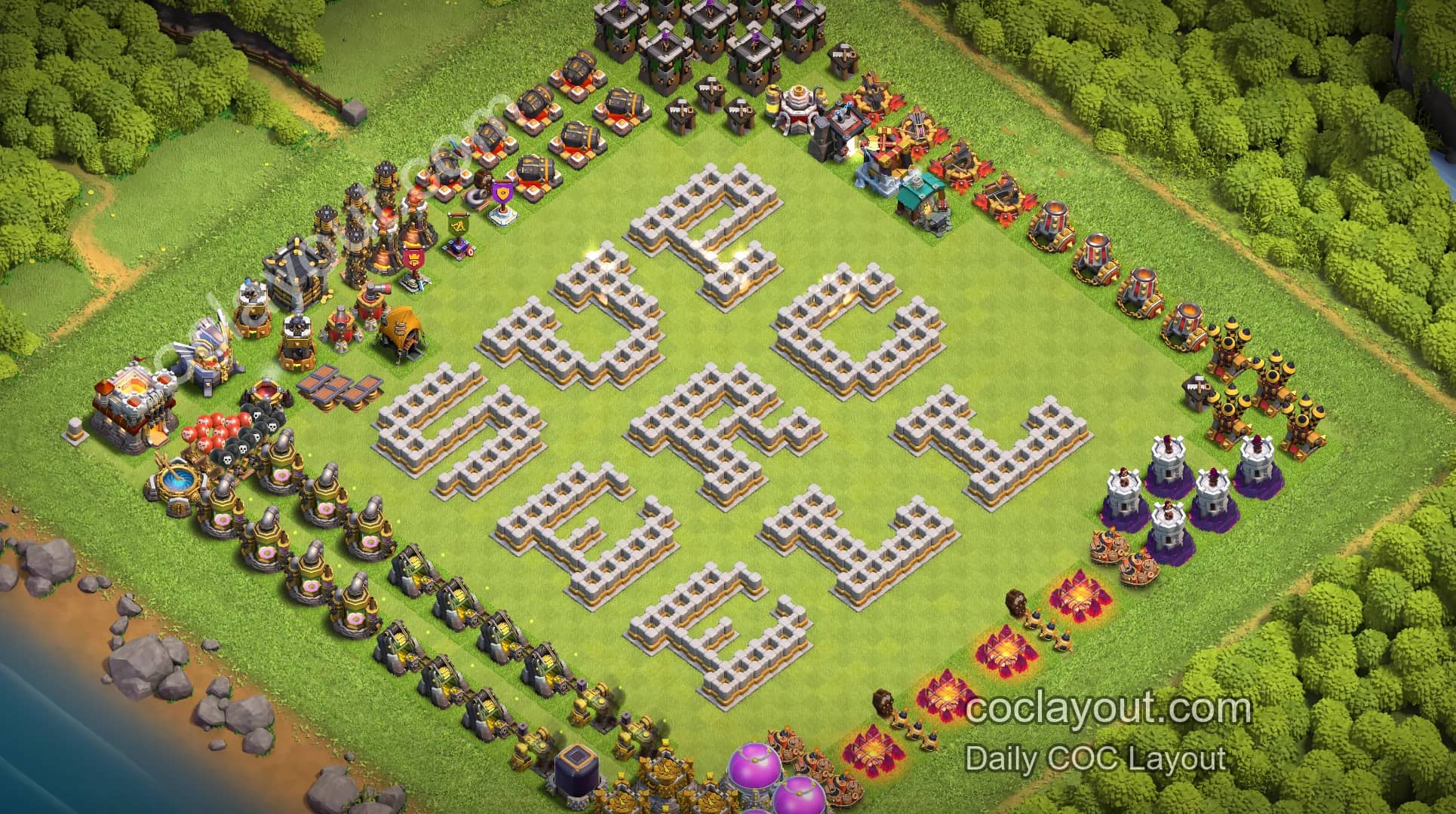 TH11 Home Village Art Base Showcase | Visually Appealing COC Clash of Clans Base Layout - Home Village TH11 Base Image