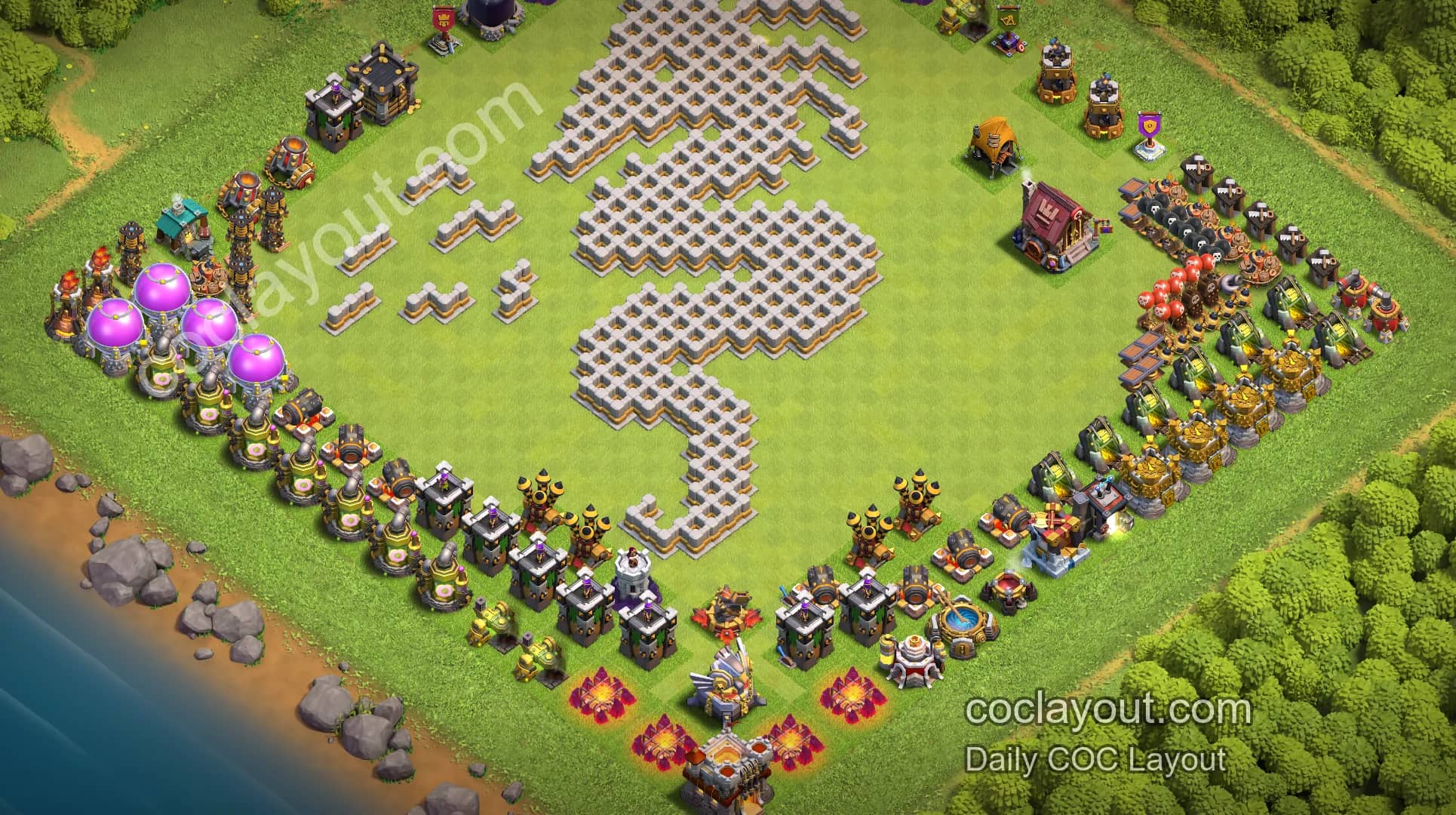 Home Village TH11 Dragon-Themed Art Base: A Visually Striking COC Layout Showcase - Home Village TH11 Base Image
