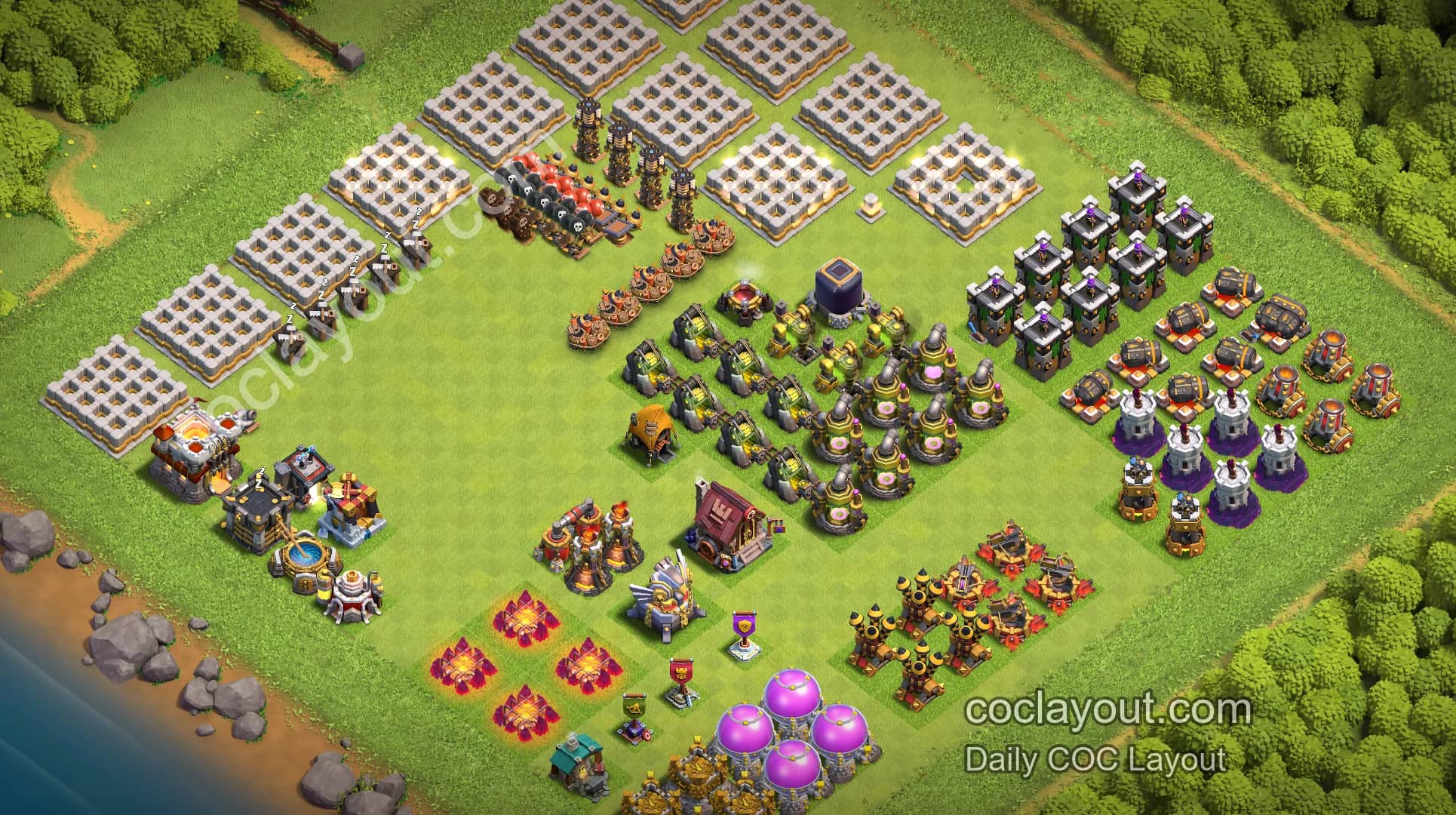 Best TH11 Home Village Upgrade Layout Showcase | COC Clash of Clans Base Layout Reference - Home Village TH11 Base Image