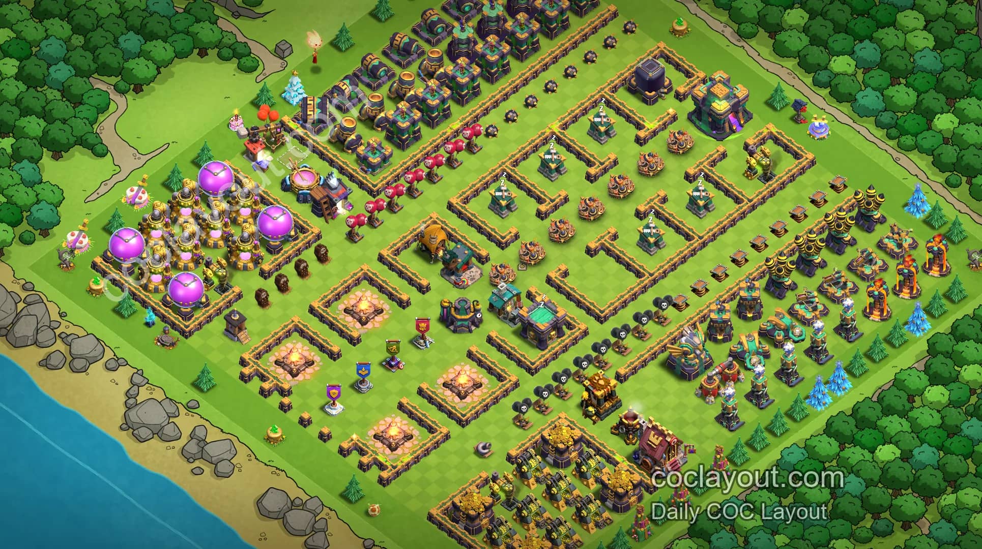 Featured TH14 Home Village Art Base Layout Showcase | COC Creative Layouts & Clash of Clans Base Layouts - Home Village TH14 Base Image