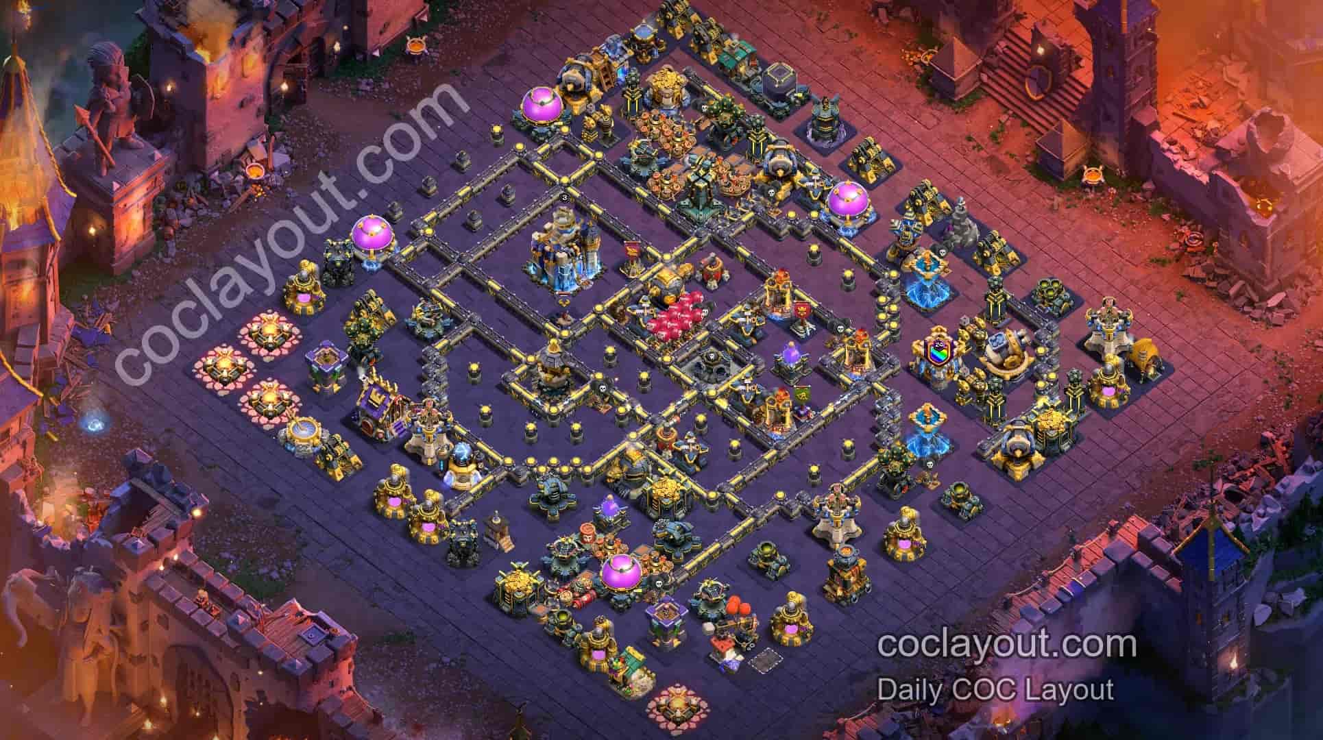 Clash of Clans TH18 Best Legend League Anti-3-Star Base Layout - Home Village TH18 Base Image Clash of Clans TH18 Best Legend League Anti-3-Star Base Layout - Home Village TH18 Base Image