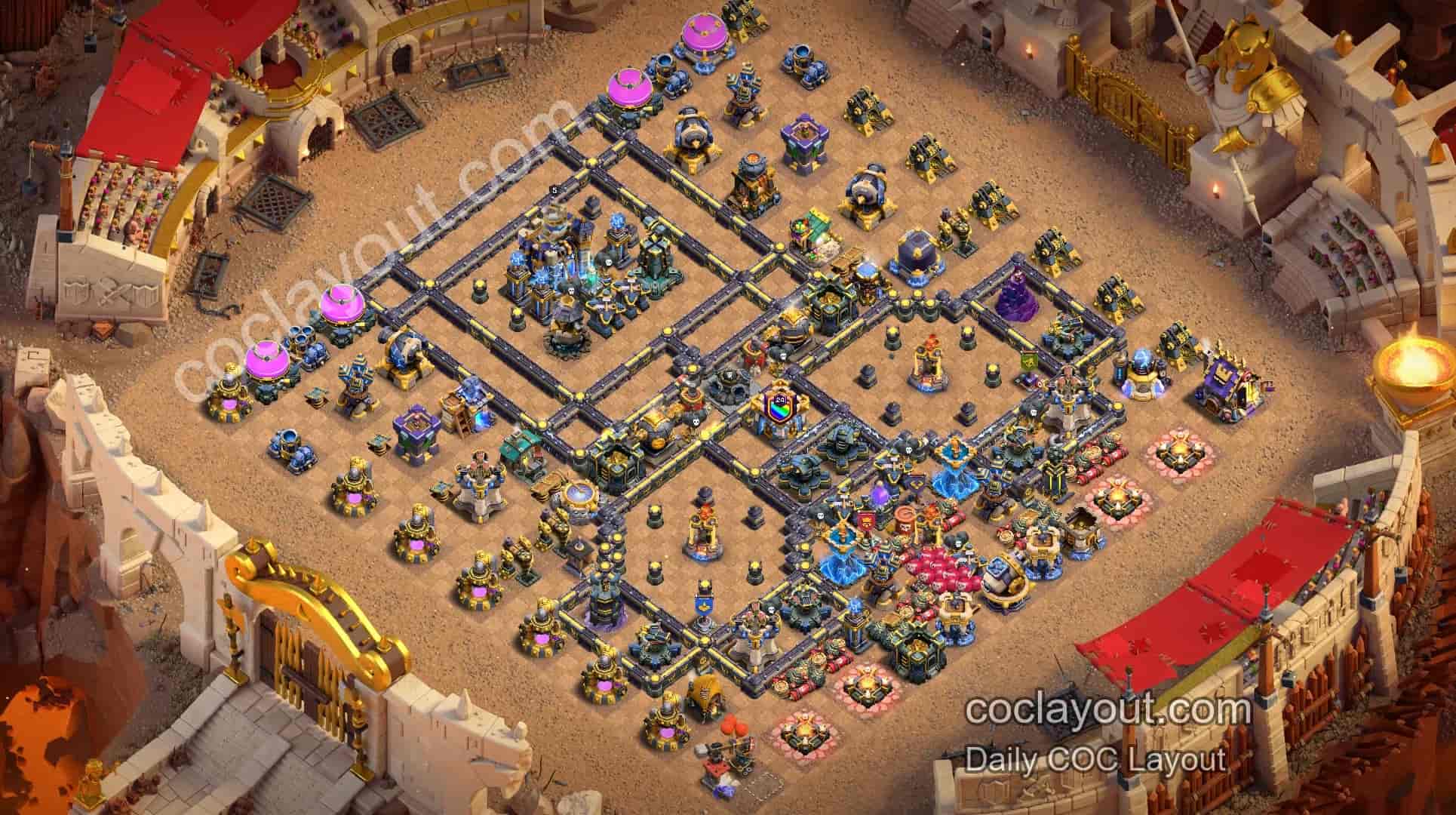 Best Anti-3-Star Legend League Base TH18 for Clash of Clans - Home Village TH18 Base Image Best Anti-3-Star Legend League Base TH18 for Clash of Clans - Home Village TH18 Base Image