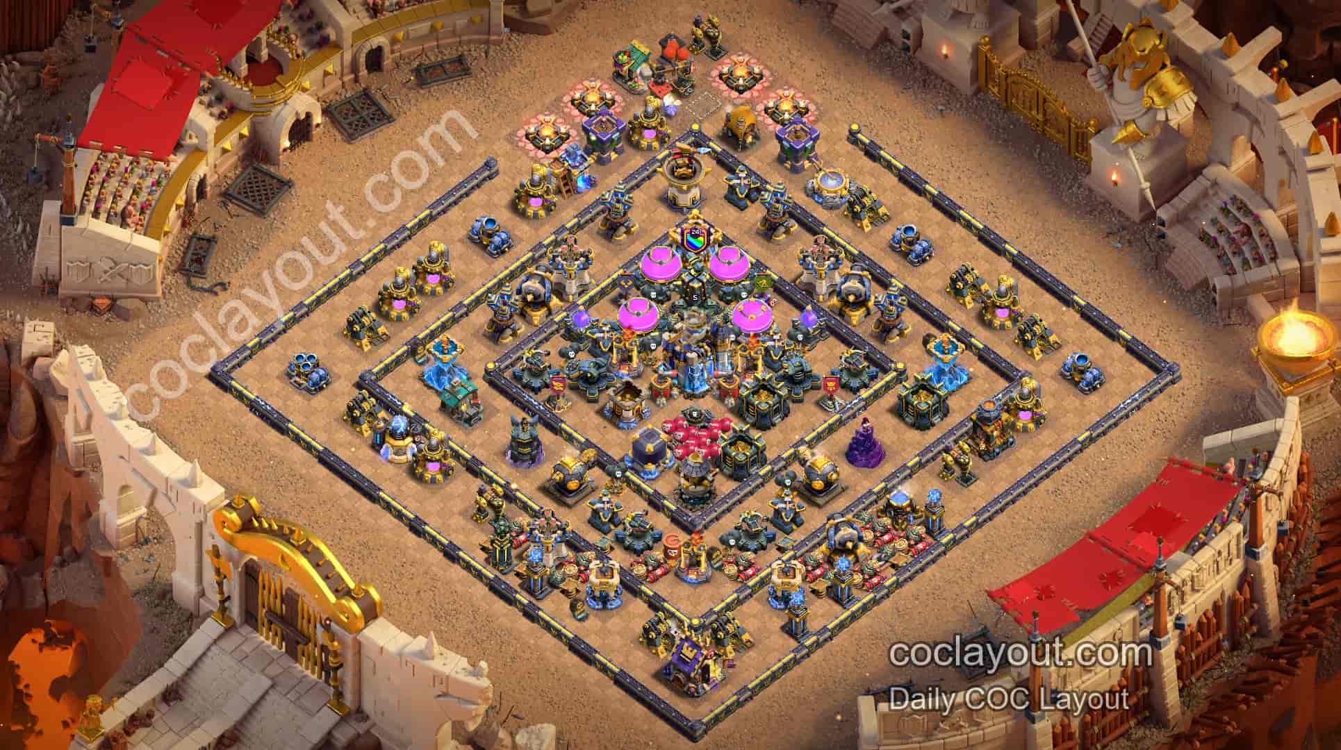 Best TH18 Anti-3-Star Resource Protection Base Layout in Clash of Clans - Home Village TH18 Base Image Best TH18 Anti-3-Star Resource Protection Base Layout in Clash of Clans - Home Village TH18 Base Image
