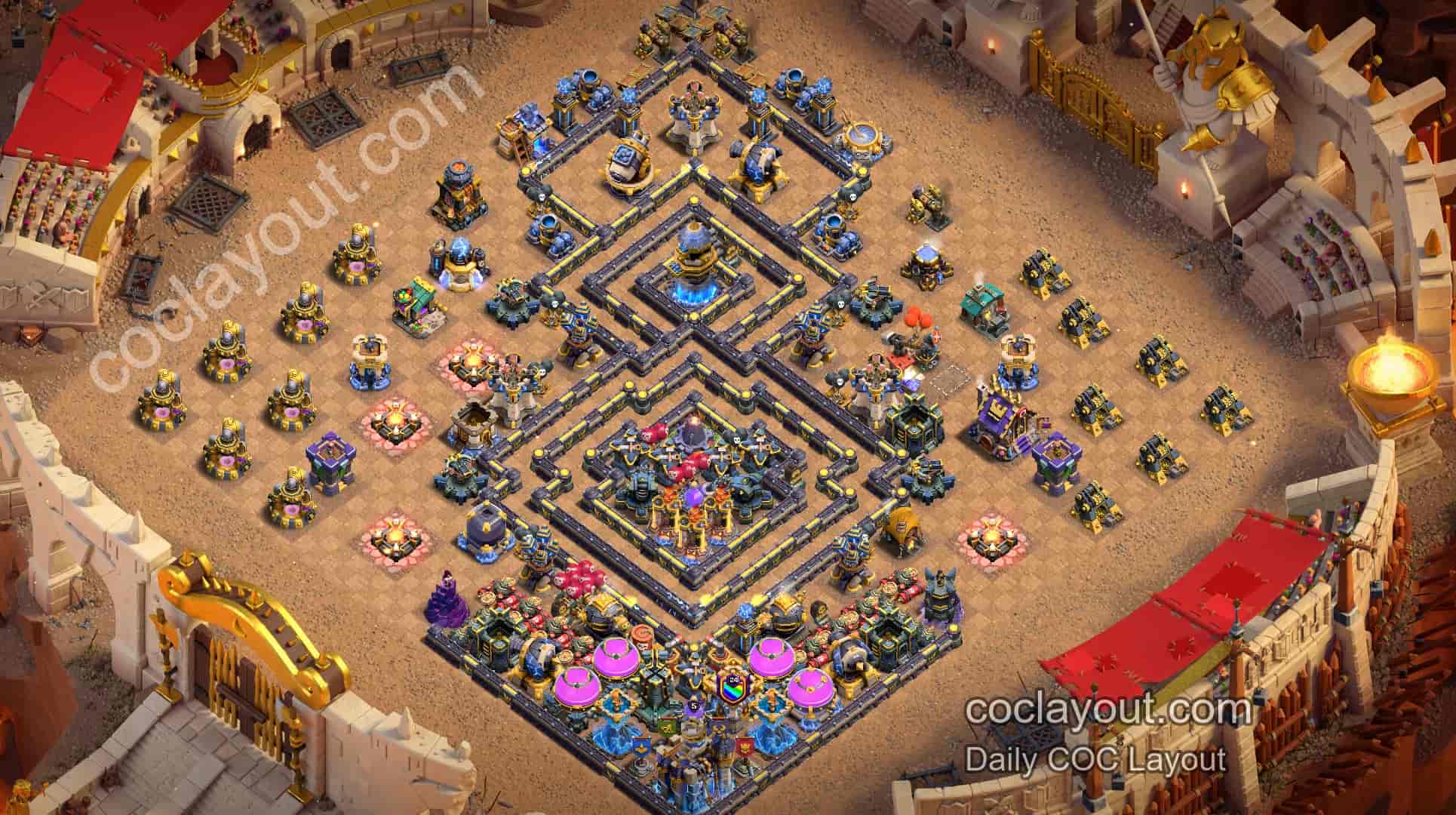 Beste anti-3-stjerners Legend League-base for Clash of Clans TH18 - Home Village TH18 Basebilde Beste anti-3-stjerners Legend League-base for Clash of Clans TH18 - Home Village TH18 Basebilde