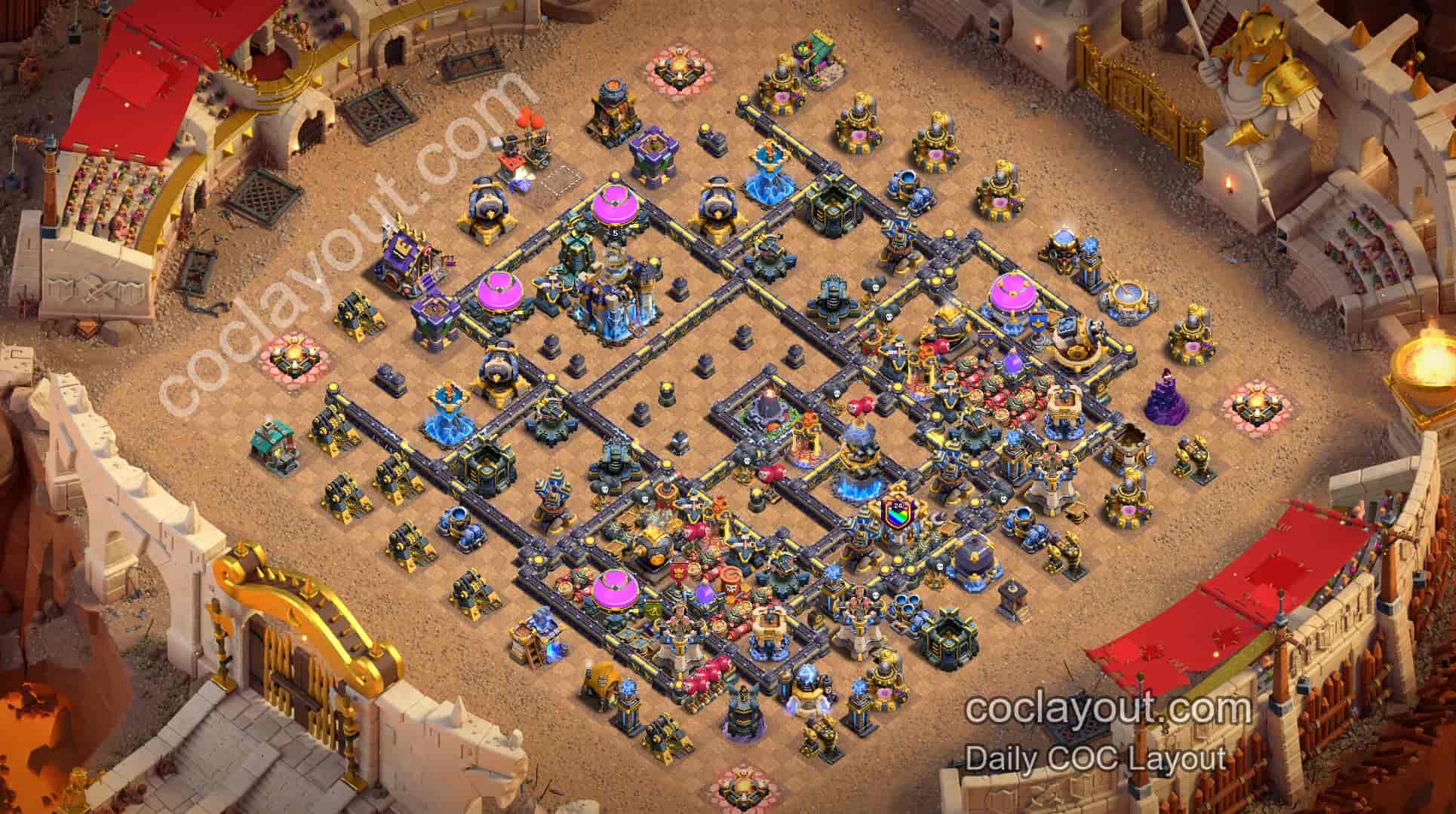 Beste TH18 Legend League anti-3-stjerners base i Clash of Clans - Home Village TH18 Basebilde Beste TH18 Legend League anti-3-stjerners base i Clash of Clans - Home Village TH18 Basebilde