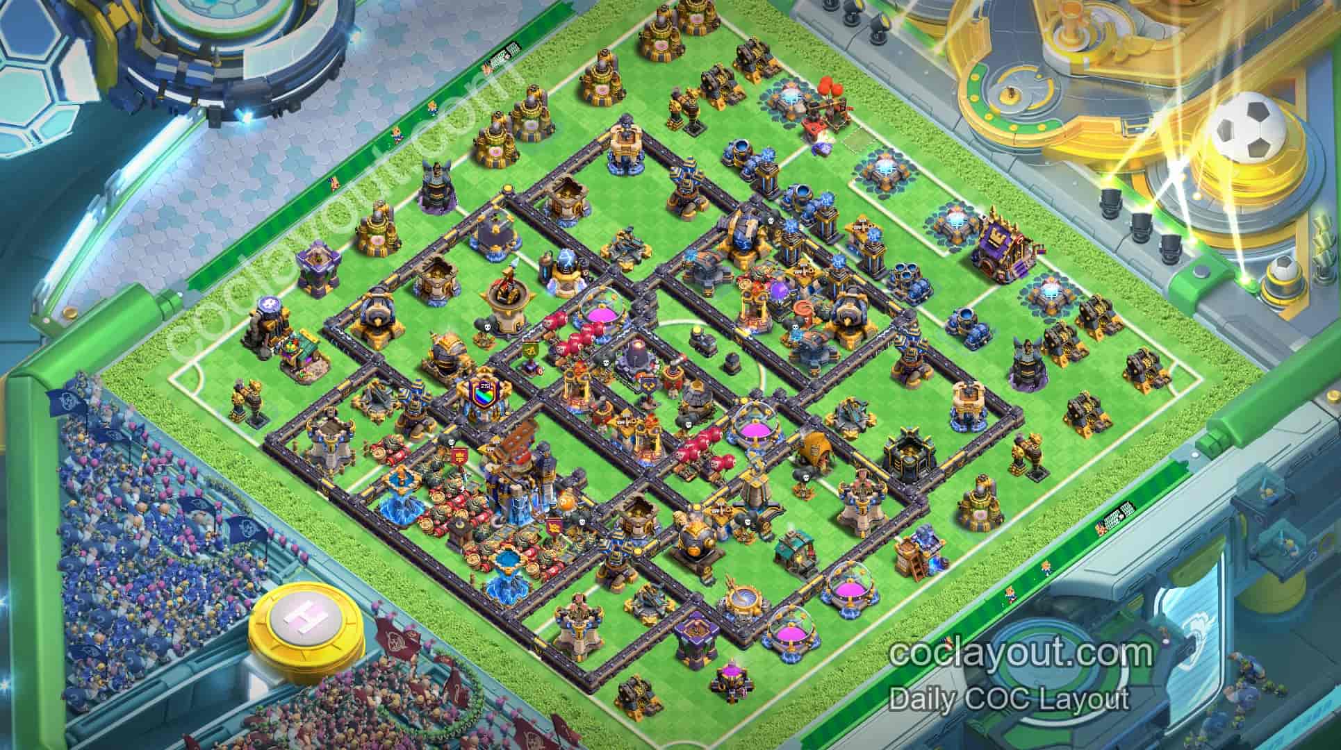COC TH18 Strong War Base: Offset Town Hall Defense - Home Village TH18 Base Image COC TH18 Strong War Base: Offset Town Hall Defense - Home Village TH18 Base Image