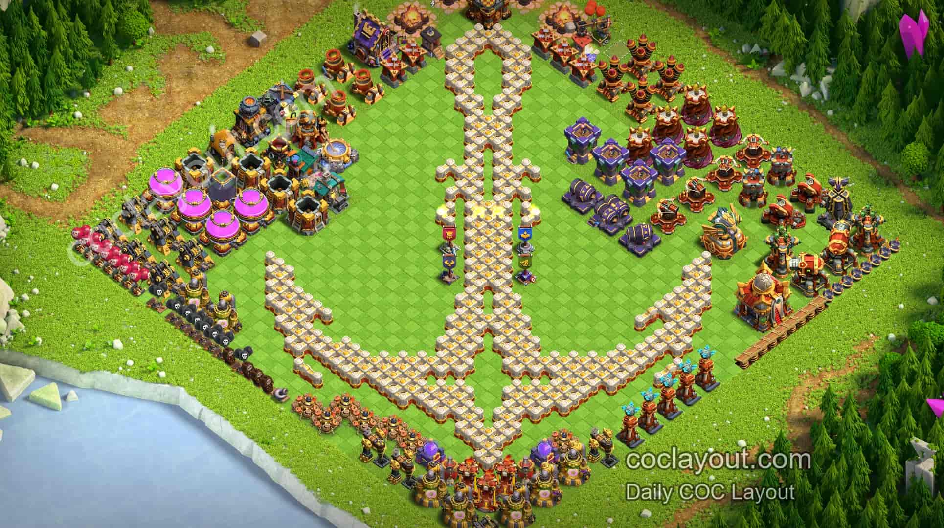 COC TH16 主世界藝術陣展示,創意布局更吸睛 - 主世界 16本 陣型圖 COC TH16 主世界藝術陣展示,創意布局更吸睛 - 主世界 16本 陣型圖
