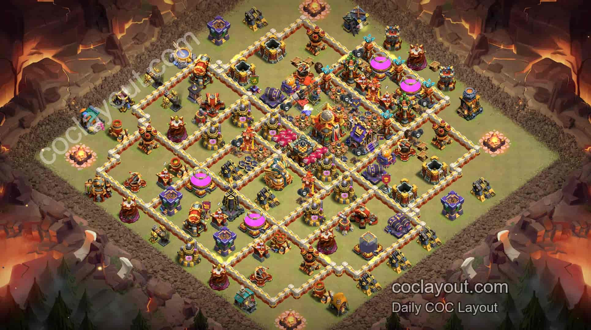 雙毒藥法術塔大本營置中TH16部落戰高壓陣 - 主世界 16本 陣型圖 雙毒藥法術塔大本營置中TH16部落戰高壓陣 - 主世界 16本 陣型圖