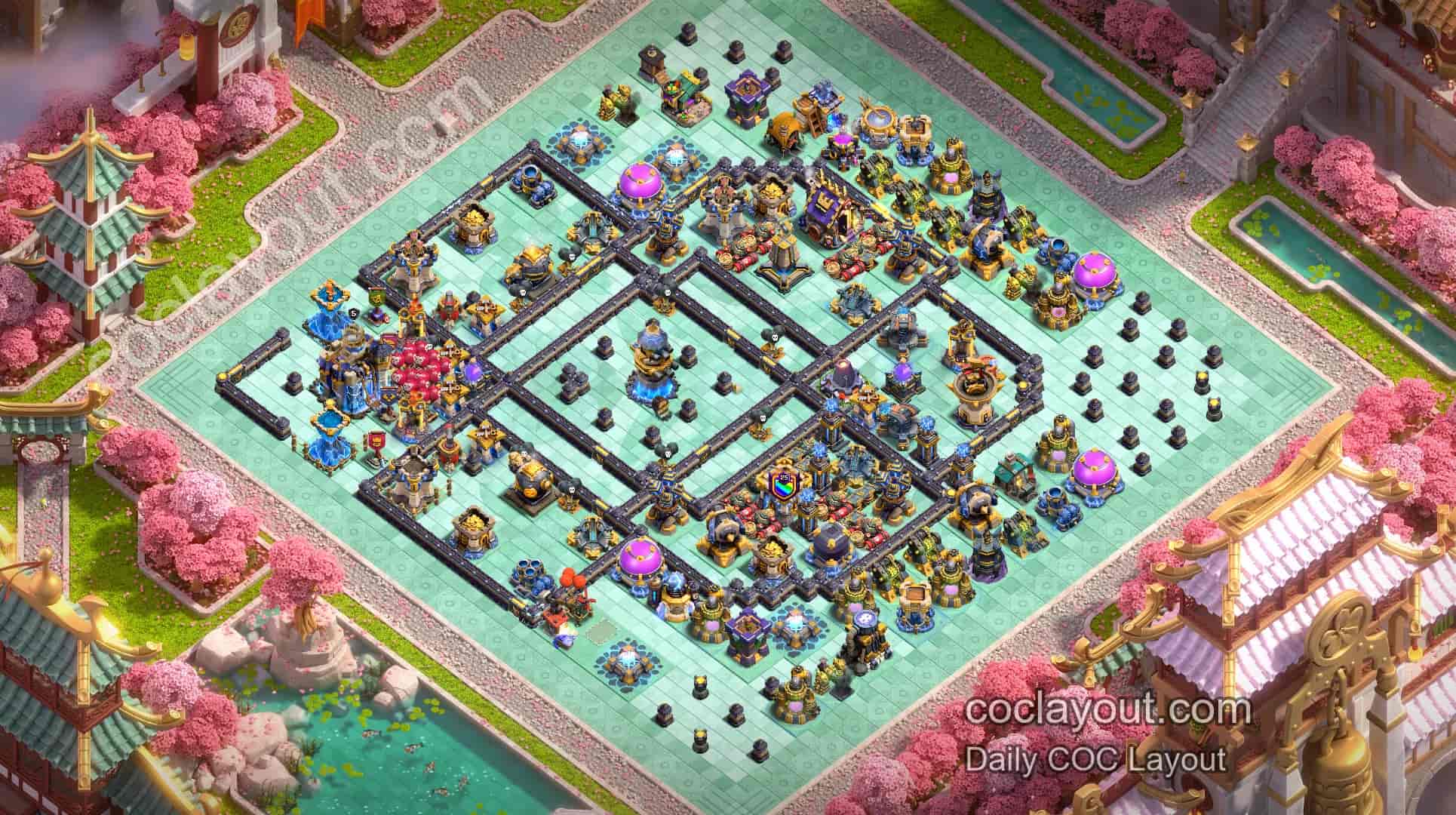 Susun Atur Grid Pathing TH18 Terbaik dengan Dua Menara Mantera Amarah | Pertahanan Bertekanan Tinggi untuk Perang Klan & Liga Legenda - Home Village TH18 Imej Pangkalan Susun Atur Grid Pathing TH18 Terbaik dengan Dua Menara Mantera Amarah | Pertahanan Bertekanan Tinggi untuk Perang Klan & Liga Legenda - Home Village TH18 Imej Pangkalan